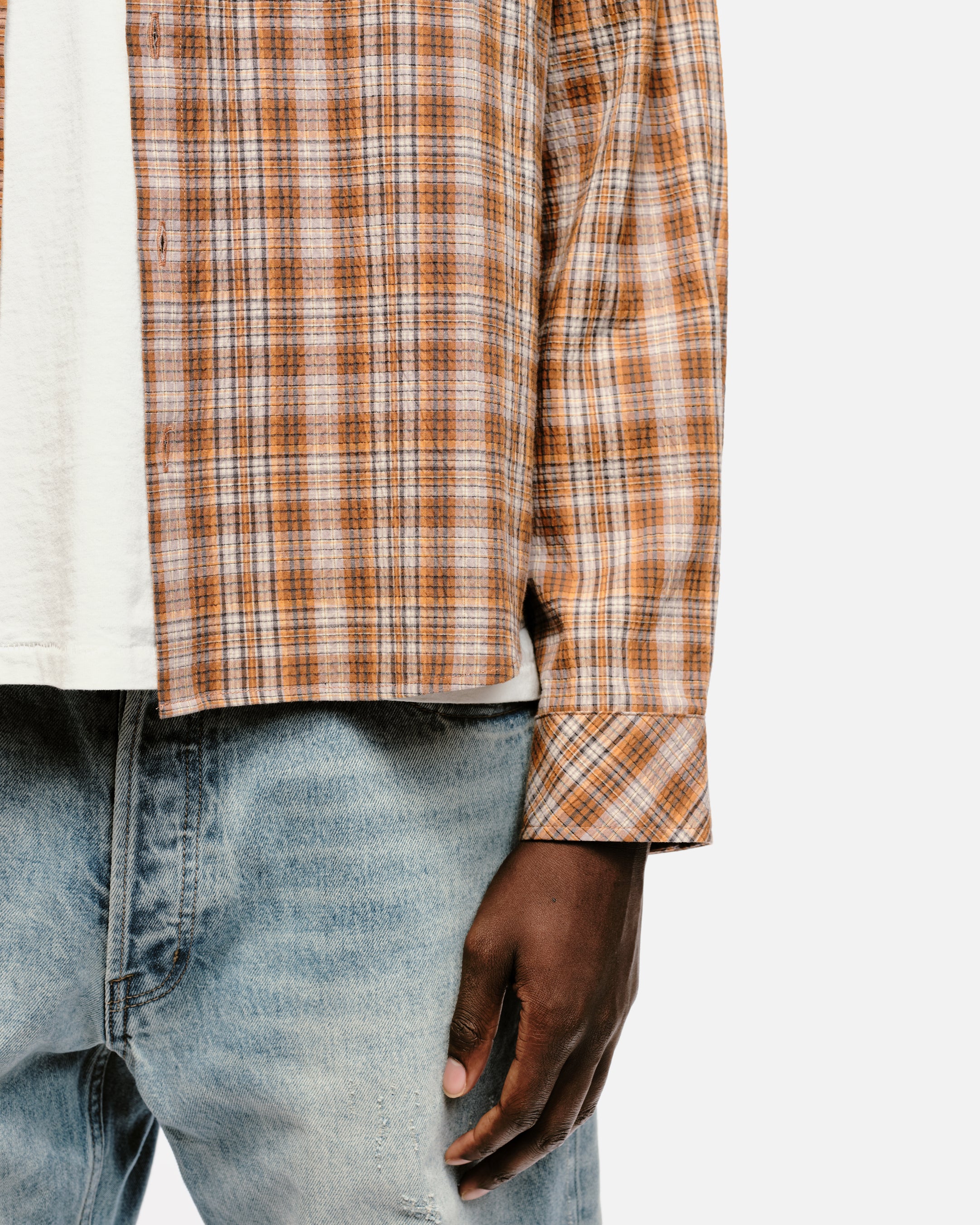 CHECK SHIRT - BURNT ORANGE - Image 8