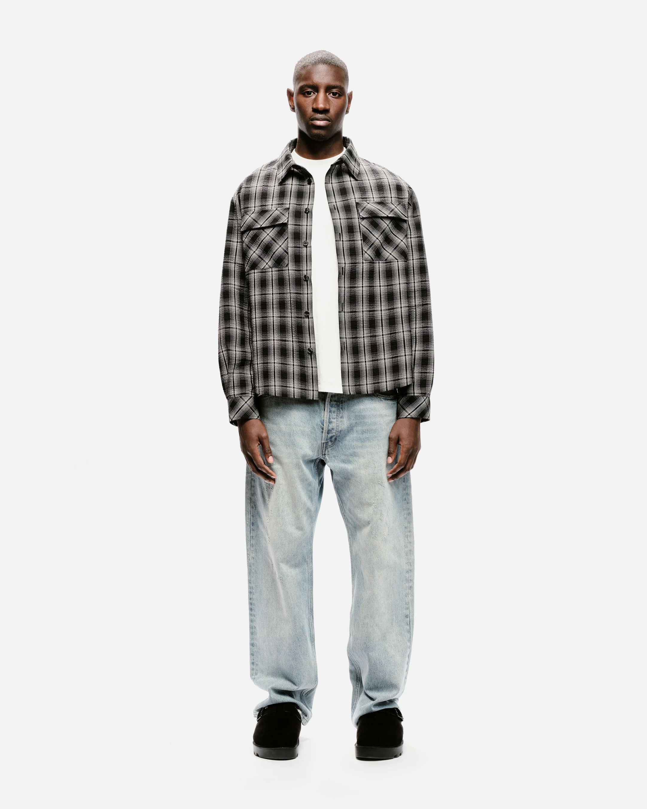 CHECK SHIRT - CRINKLE BLACK - Image 3