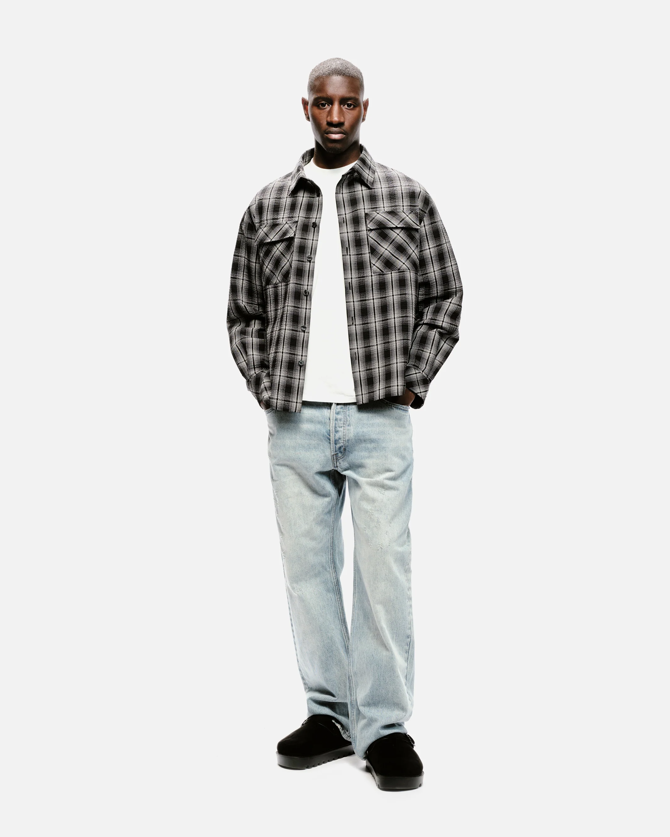 CHECK SHIRT - CRINKLE BLACK - Image 9