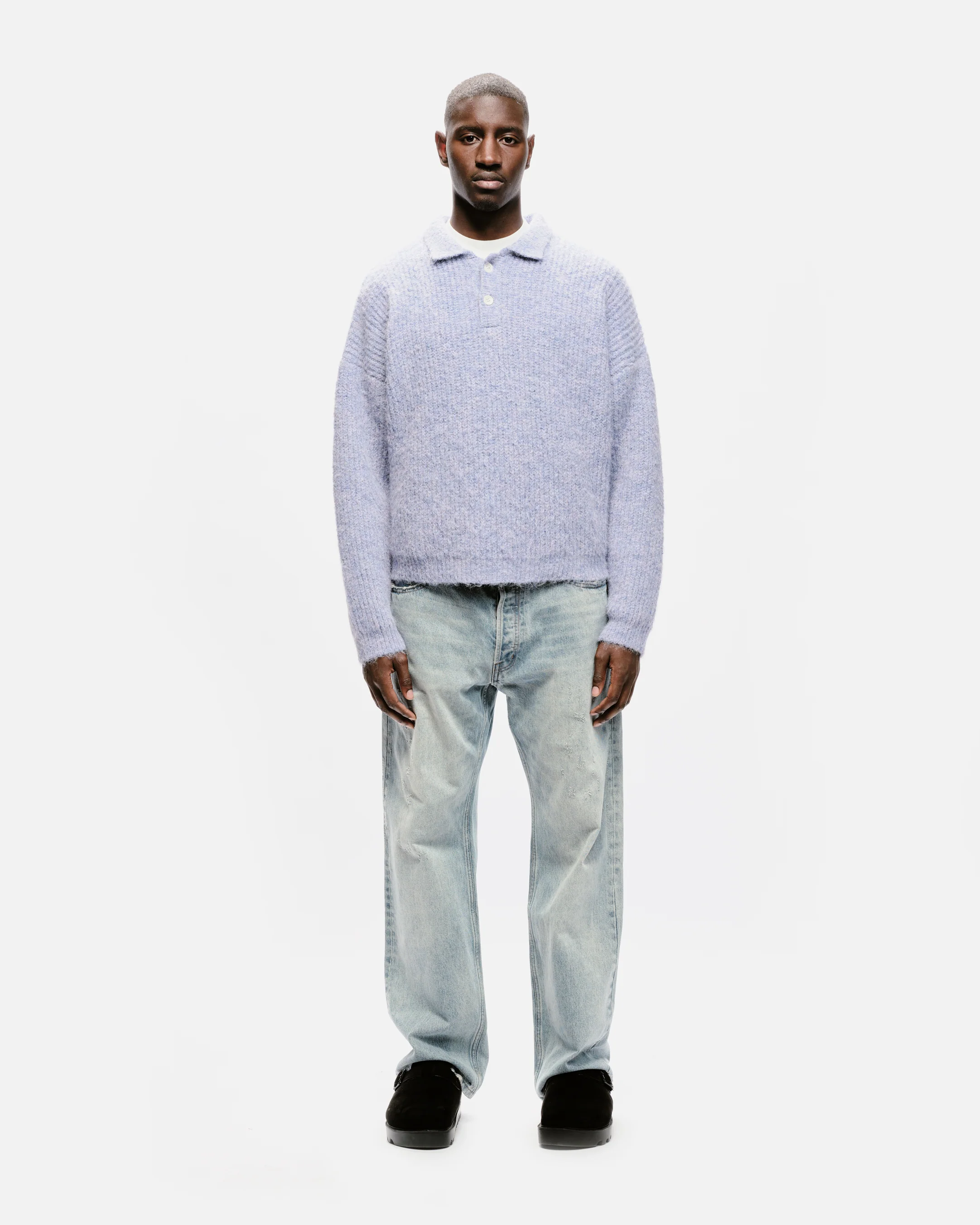 CHUNKY KNIT POLO - PURPLE - Image 3
