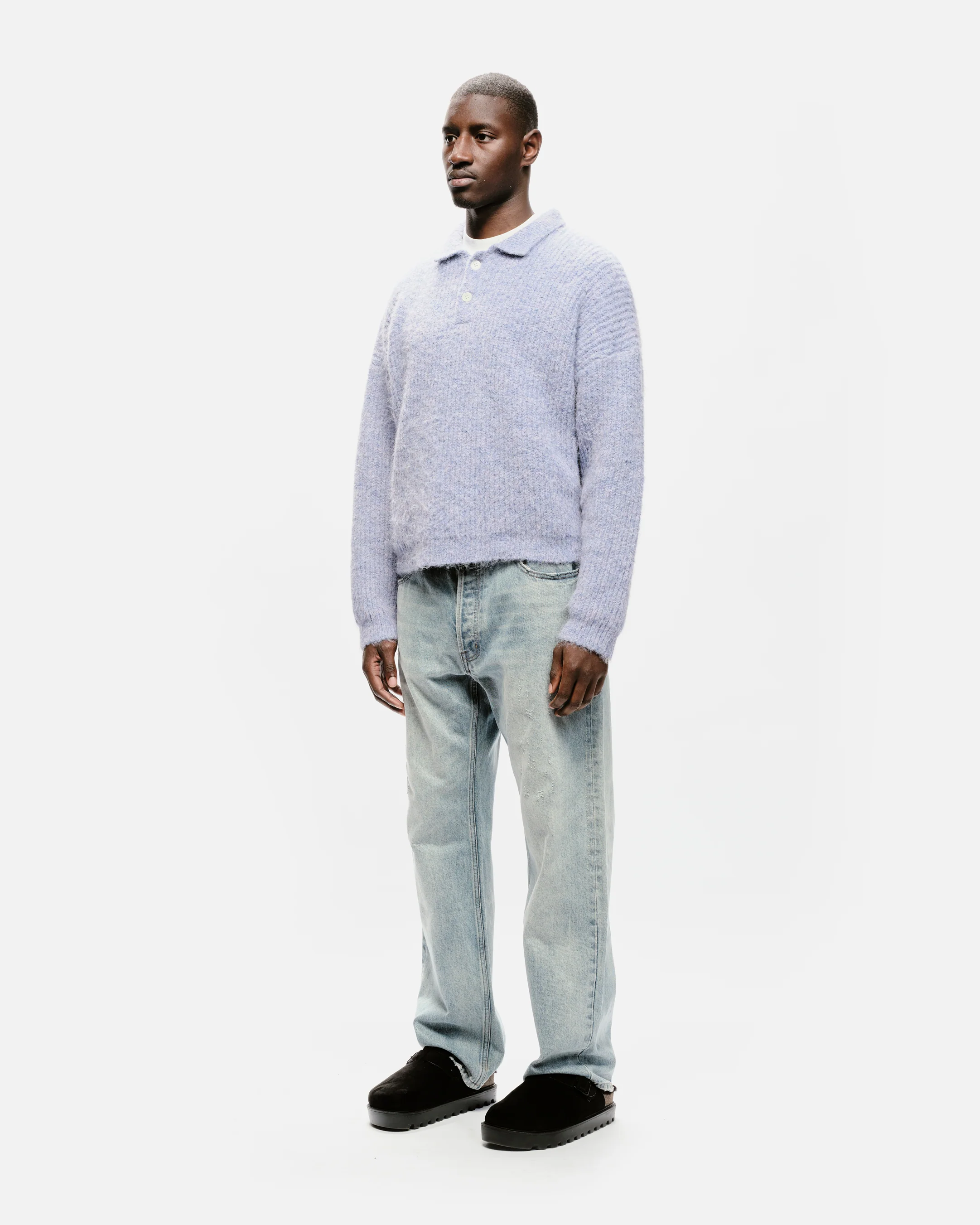CHUNKY KNIT POLO - PURPLE - Image 4