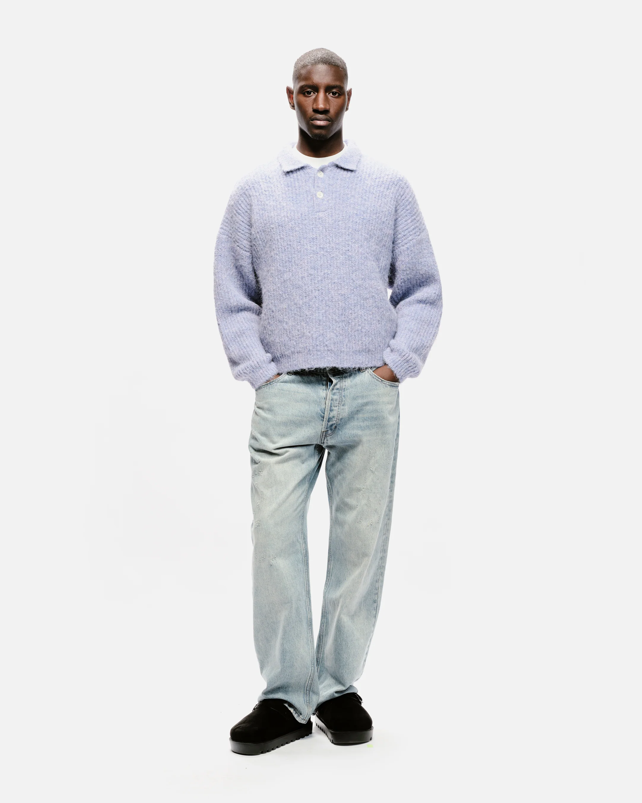 CHUNKY KNIT POLO - PURPLE - Image 6