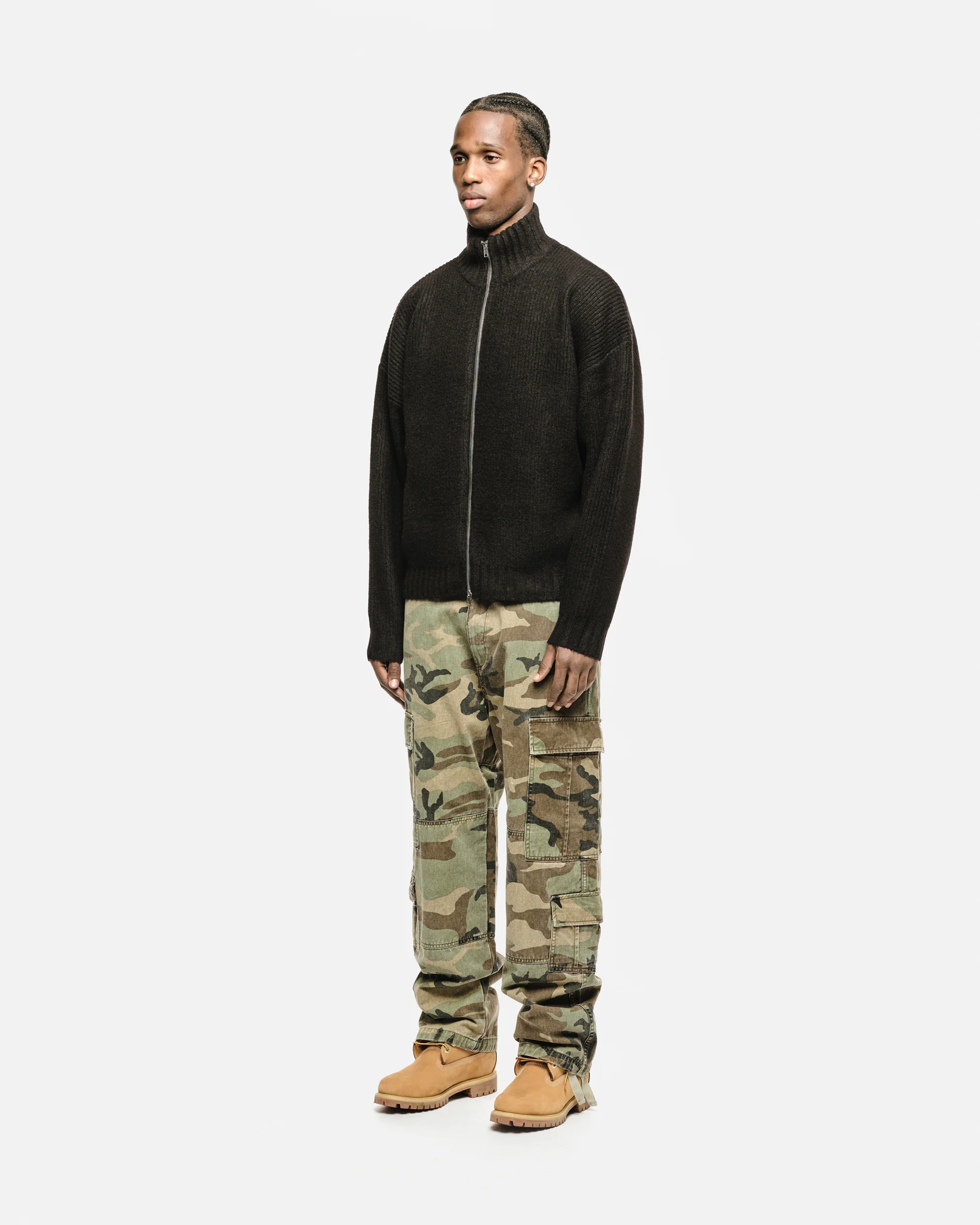 CHUNKY KNIT TRACK TOP - BLACK - Image 4