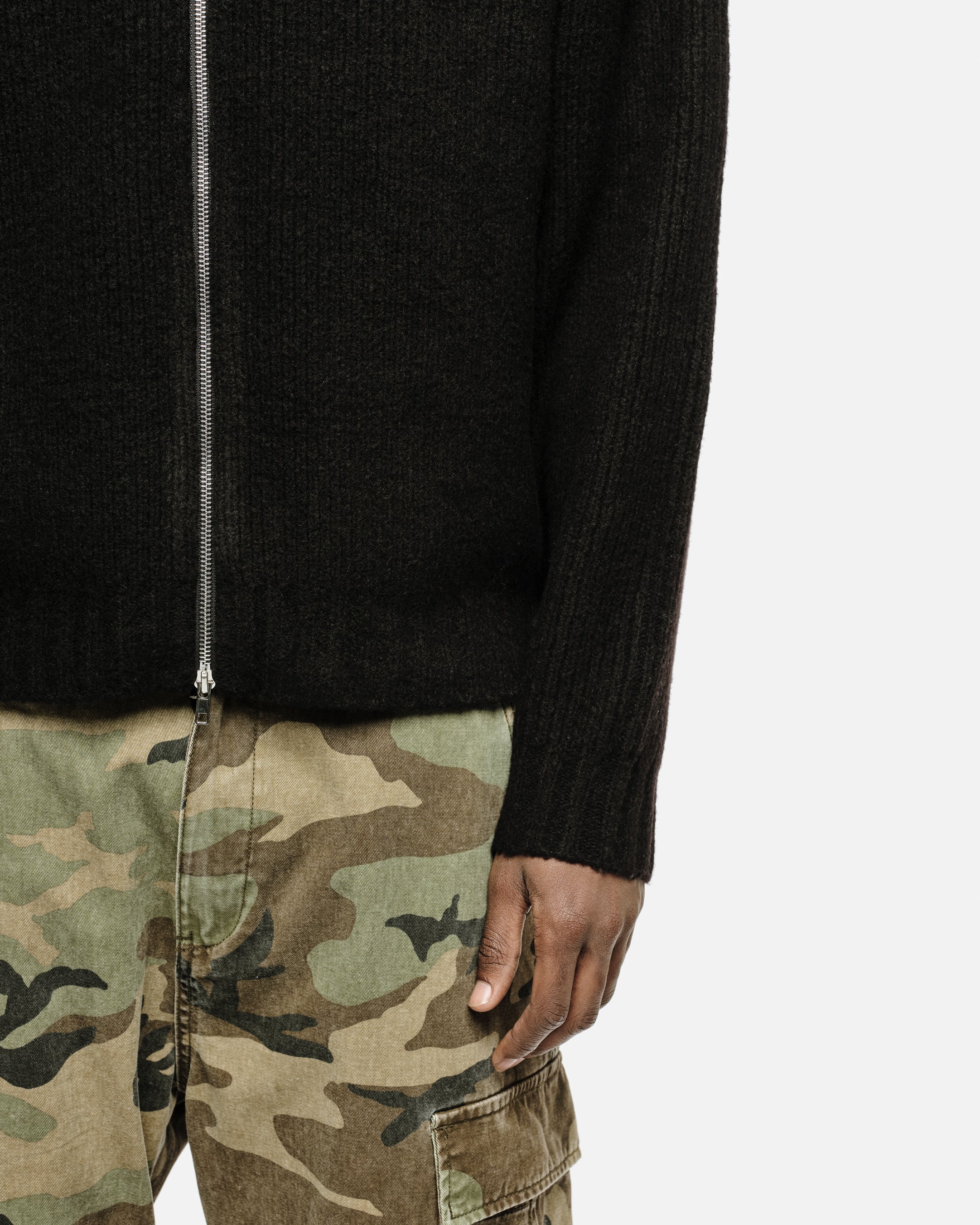 CHUNKY KNIT TRACK TOP - BLACK - Image 7