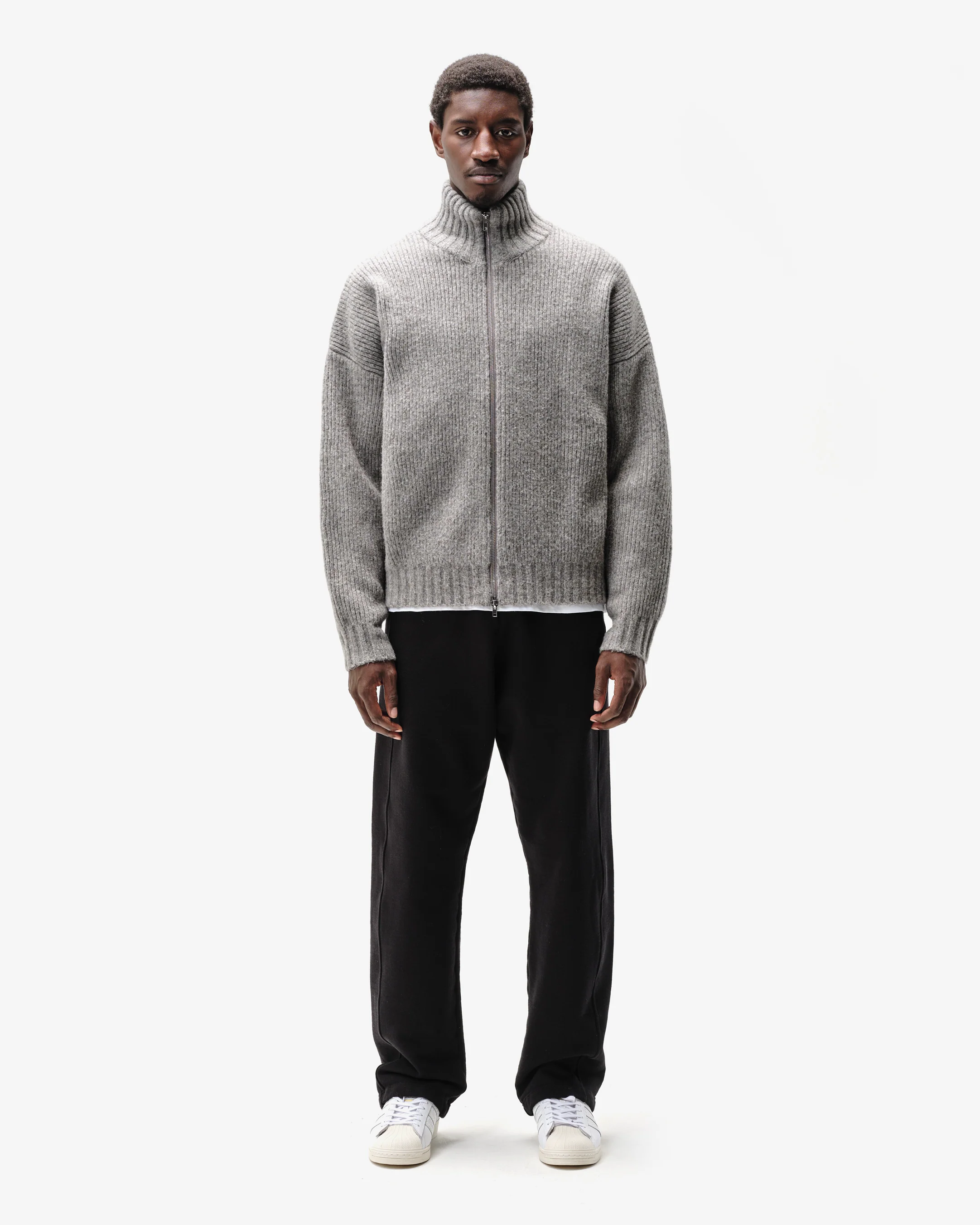 CHUNKY KNIT TRACK TOP - CHARCOAL - Image 4