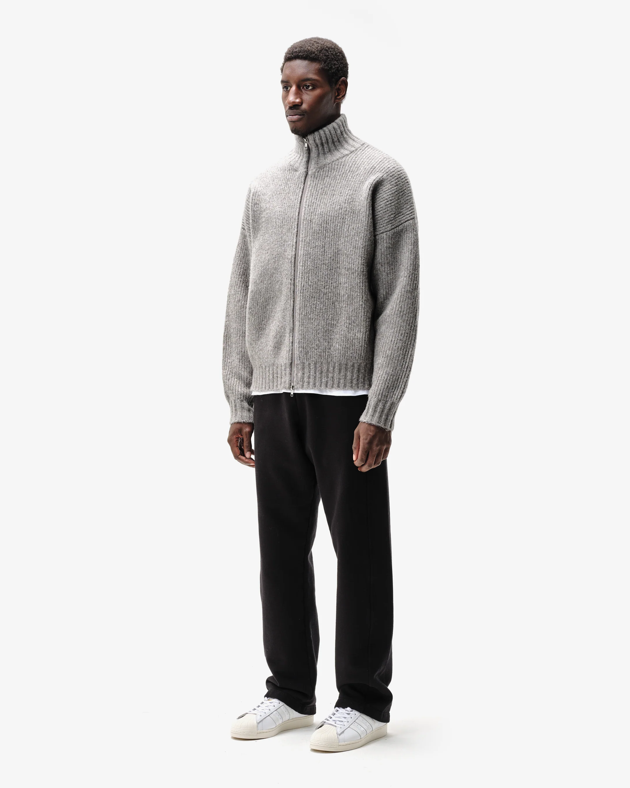 CHUNKY KNIT TRACK TOP - CHARCOAL - Image 5