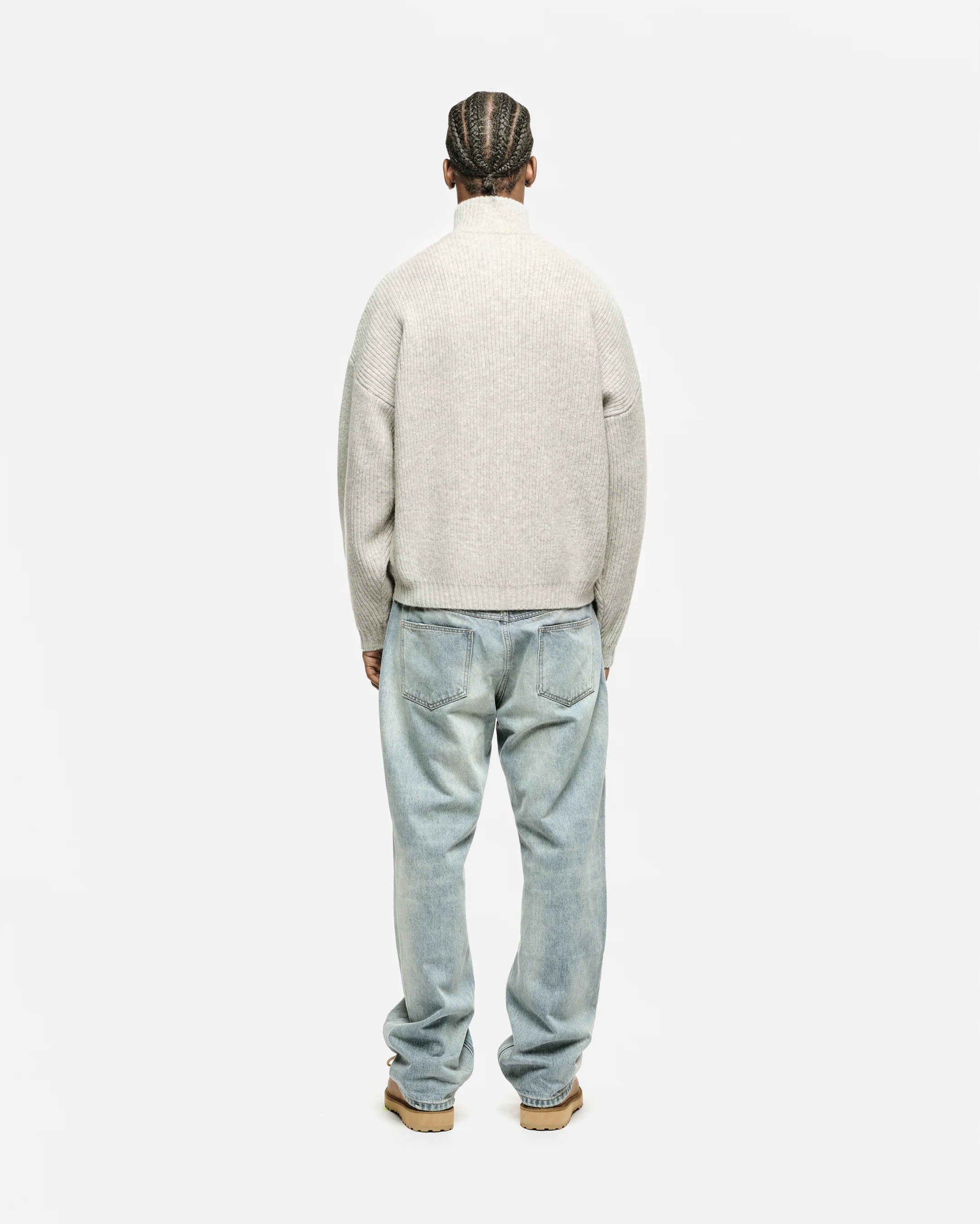 CHUNKY KNIT TRACK TOP - GREY - Image 5