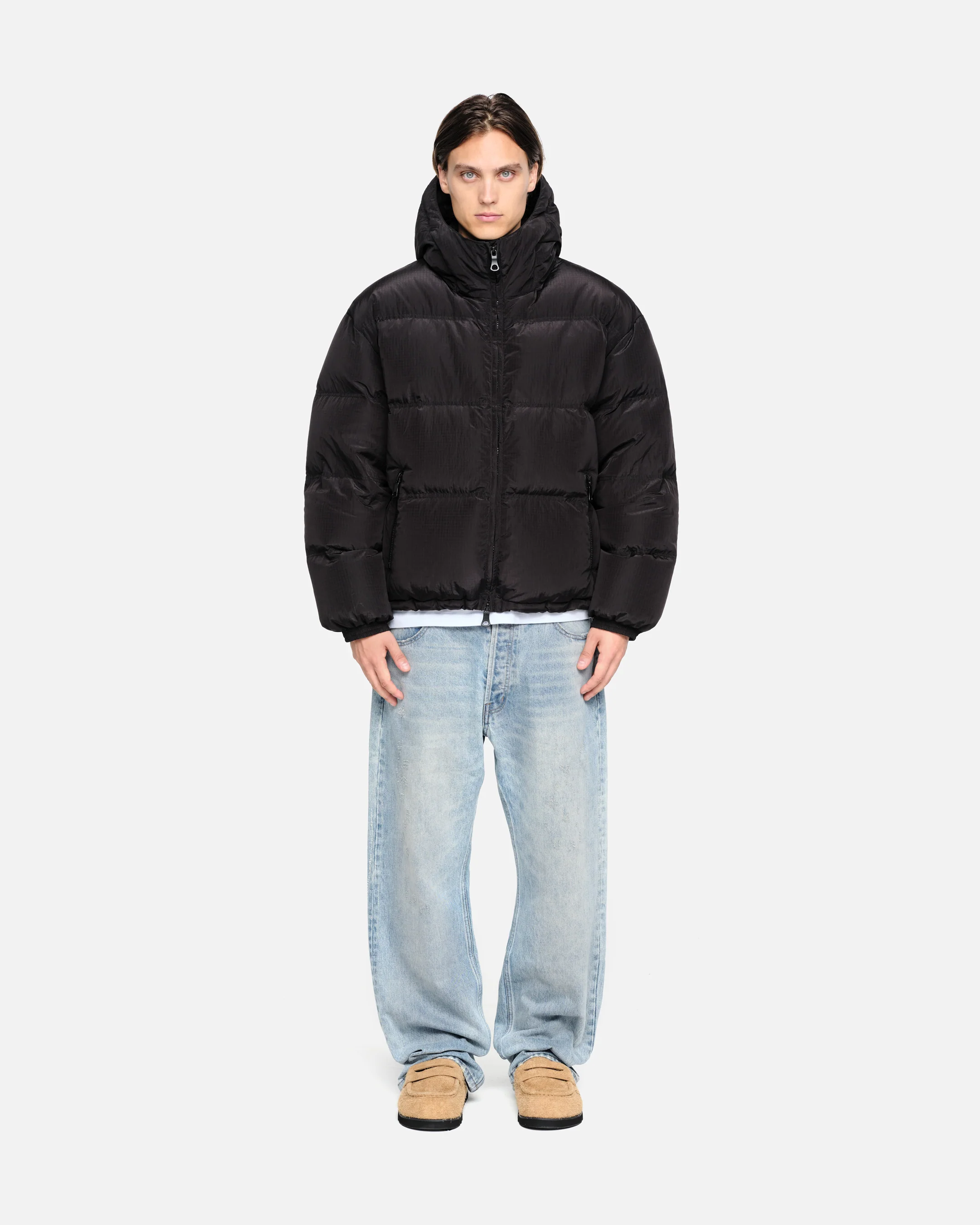 DOWN PUFFER COAT - BLACK - Image 3