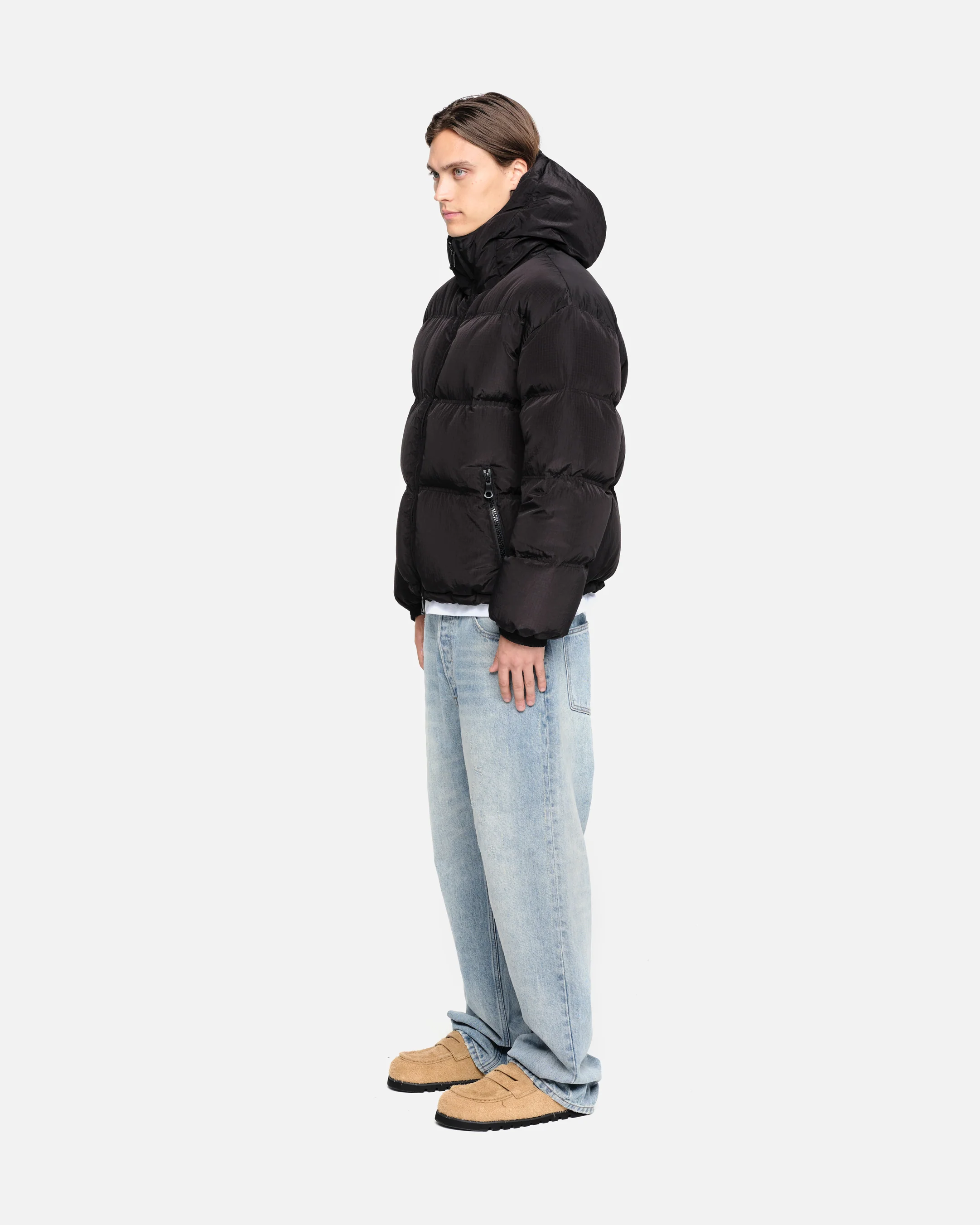 DOWN PUFFER COAT - BLACK - Image 4