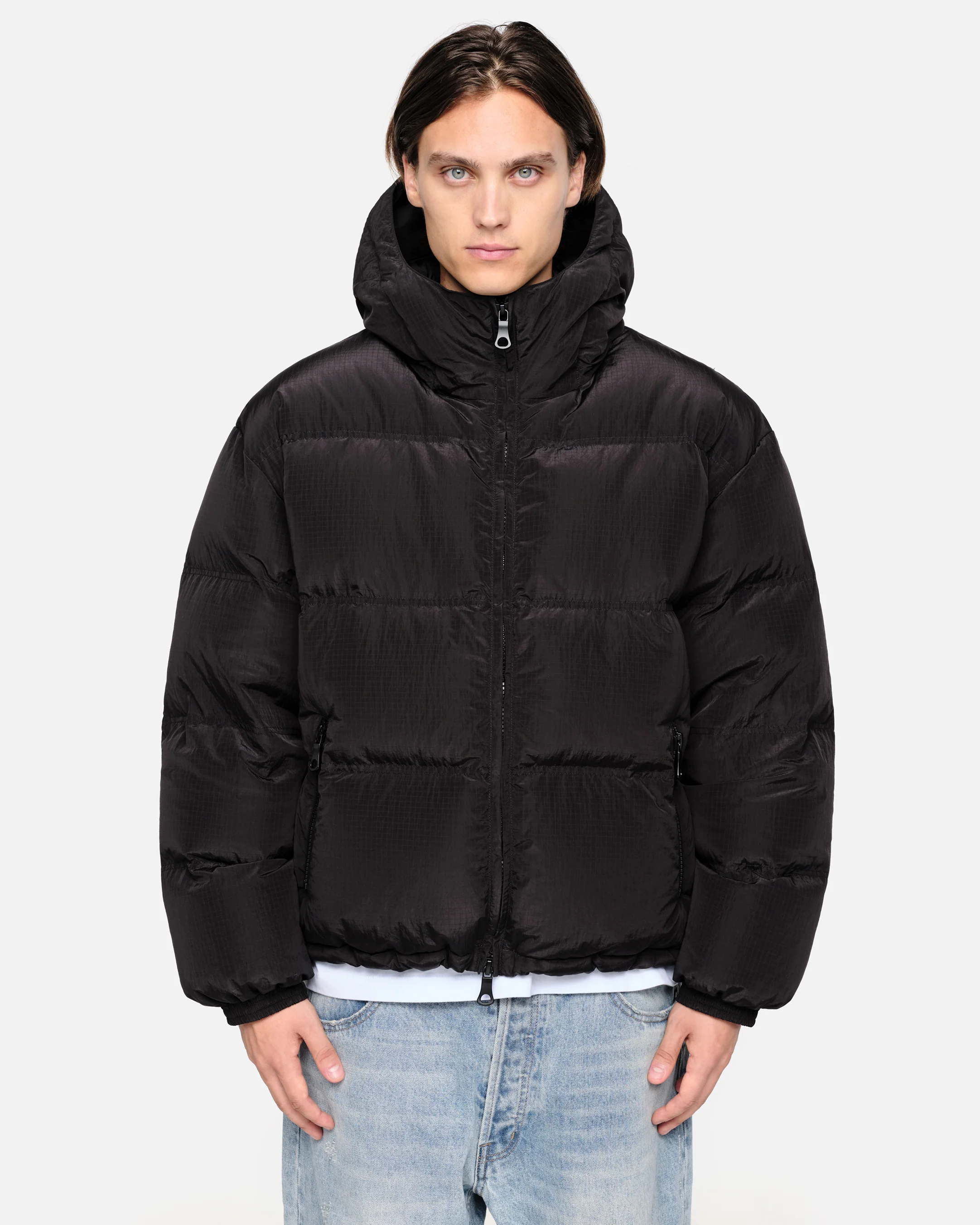 DOWN PUFFER COAT - BLACK - Image 7