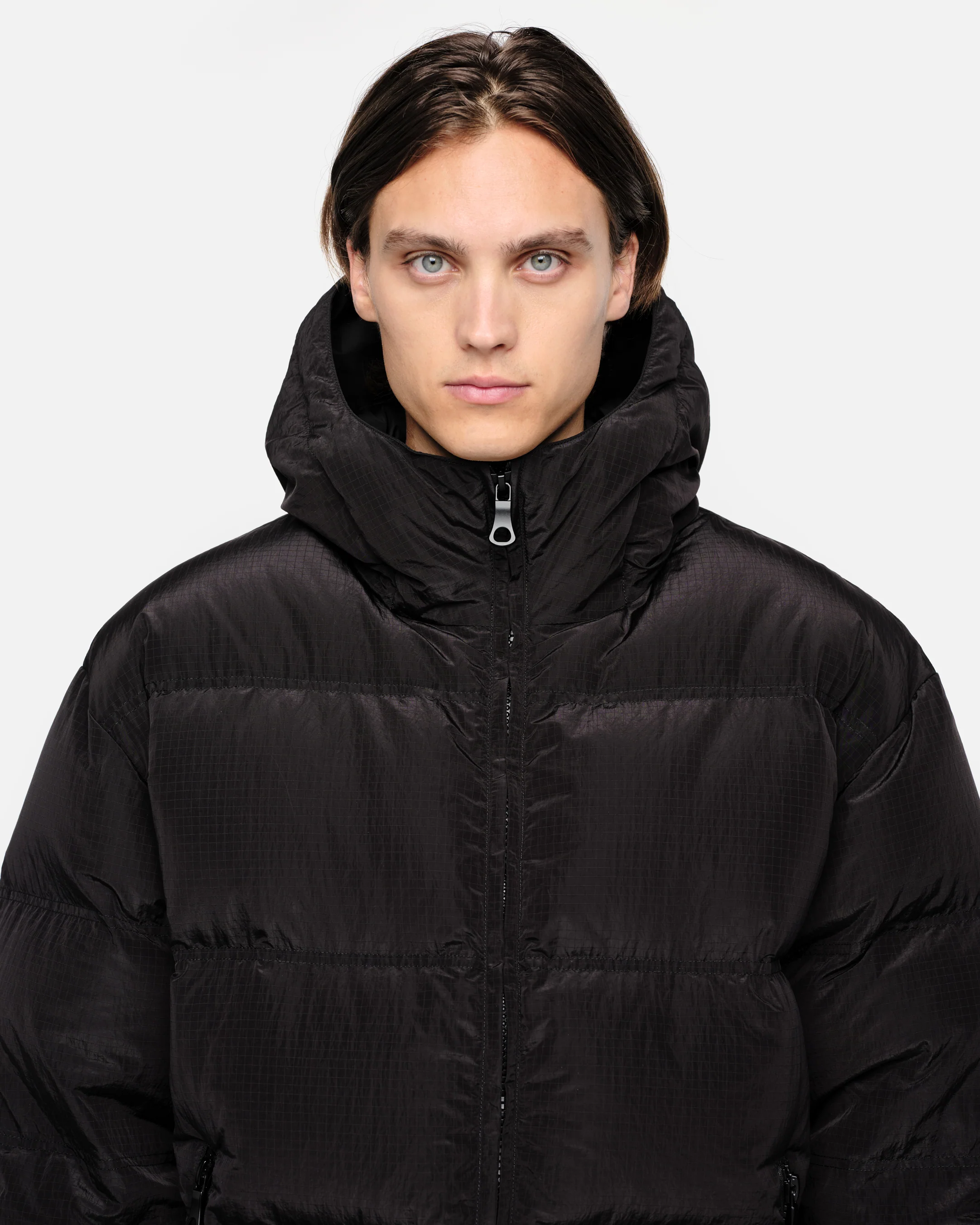 DOWN PUFFER COAT - BLACK - Image 8