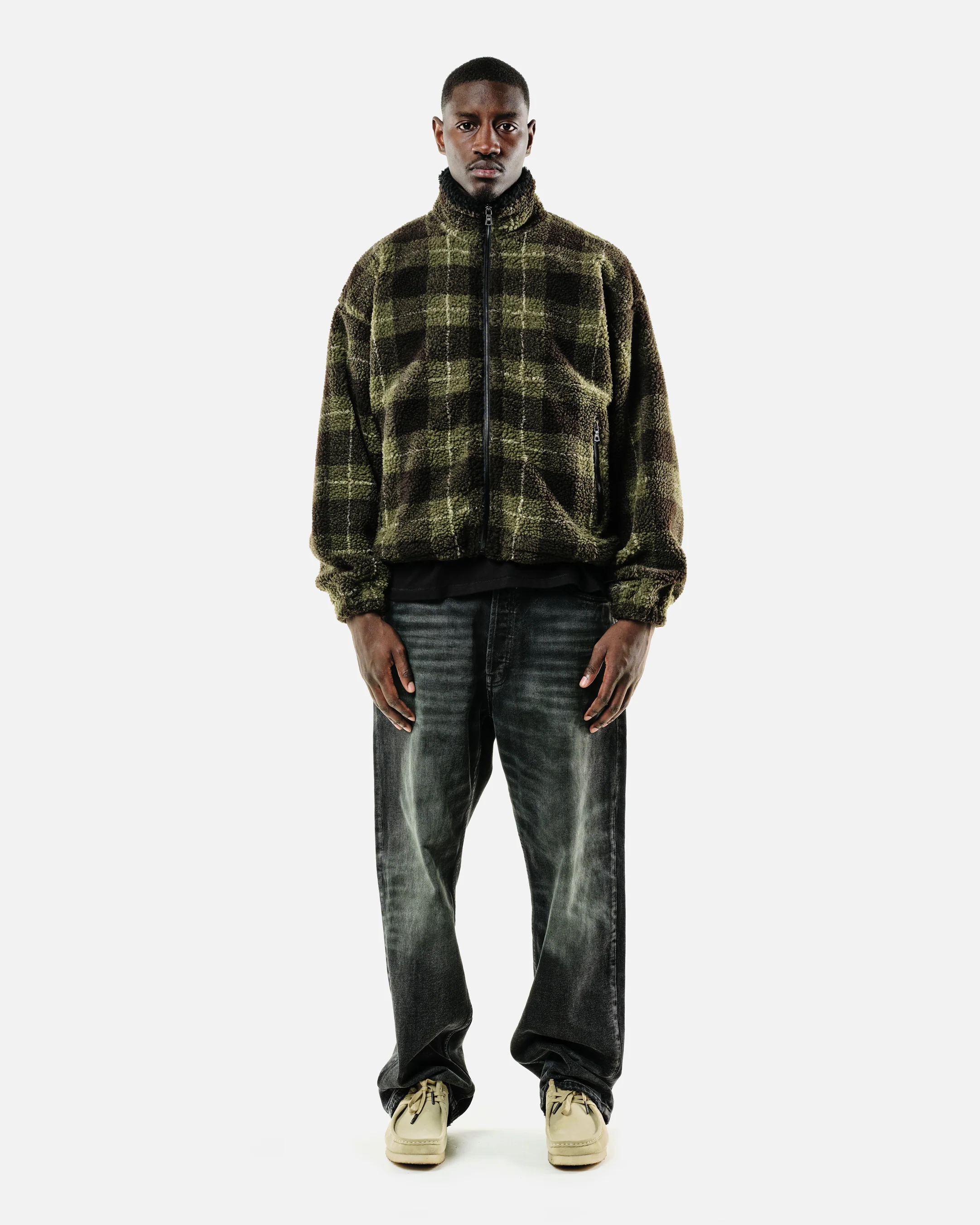 FLEECE JACKET - OLIVE CHECK - Image 3