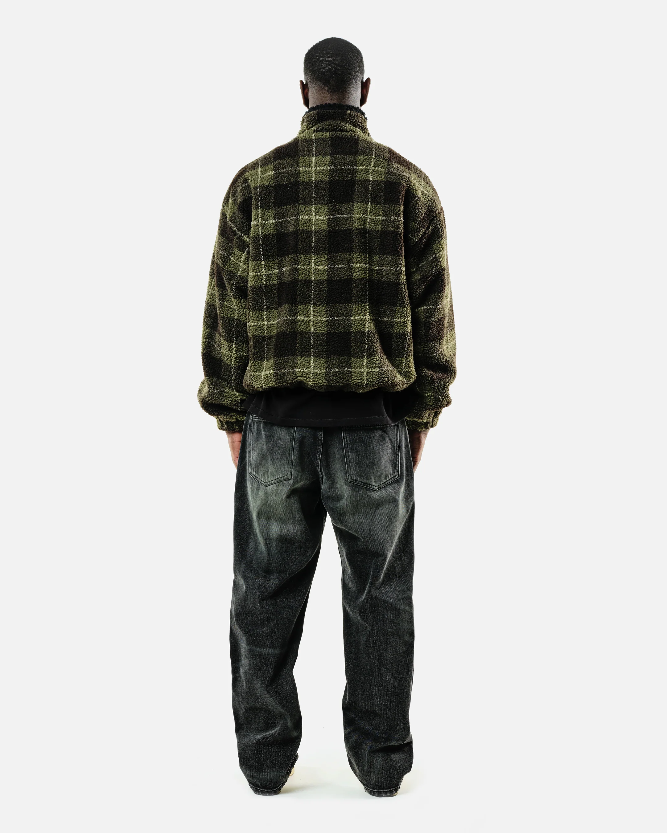 FLEECE JACKET - OLIVE CHECK - Image 4
