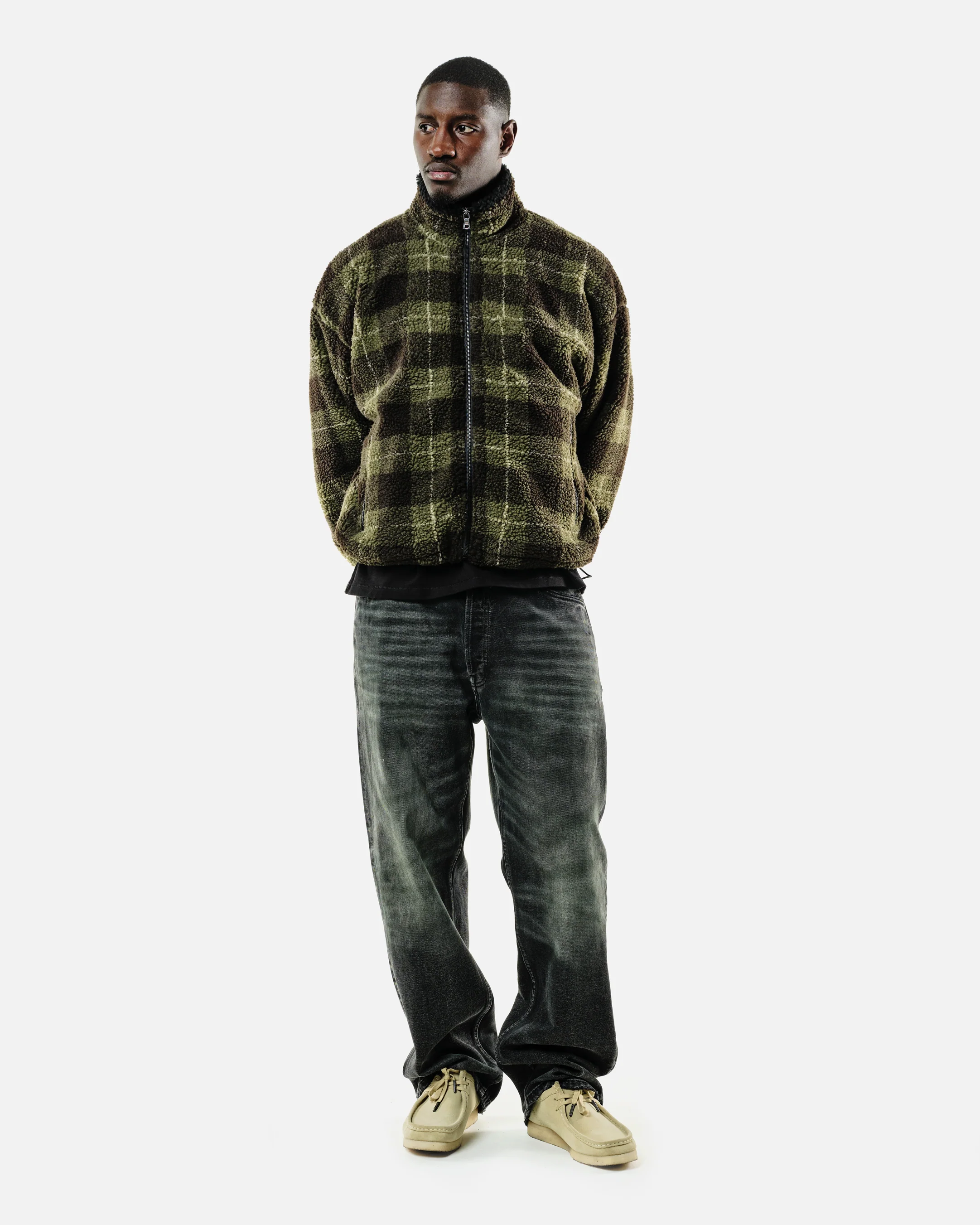 FLEECE JACKET - OLIVE CHECK - Image 6
