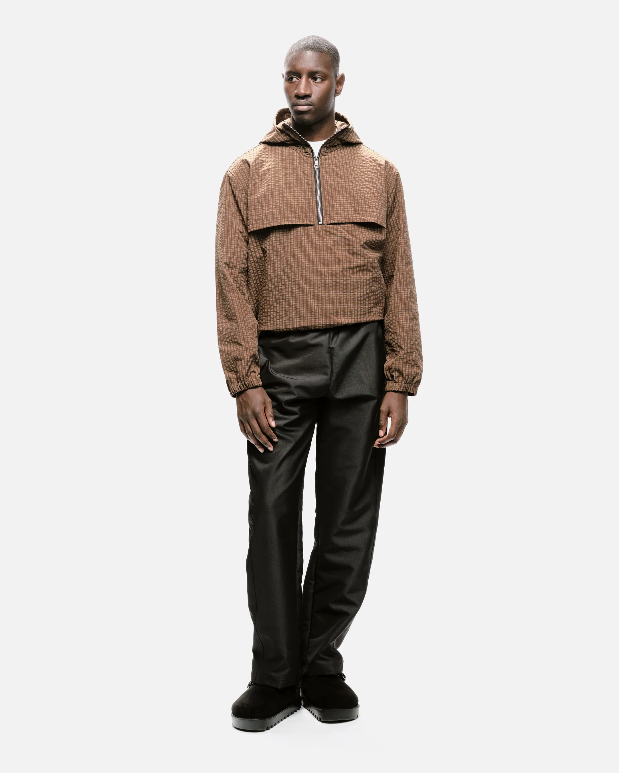HALF ZIP WINDBREAKER - BROWN CHECK - Image 10