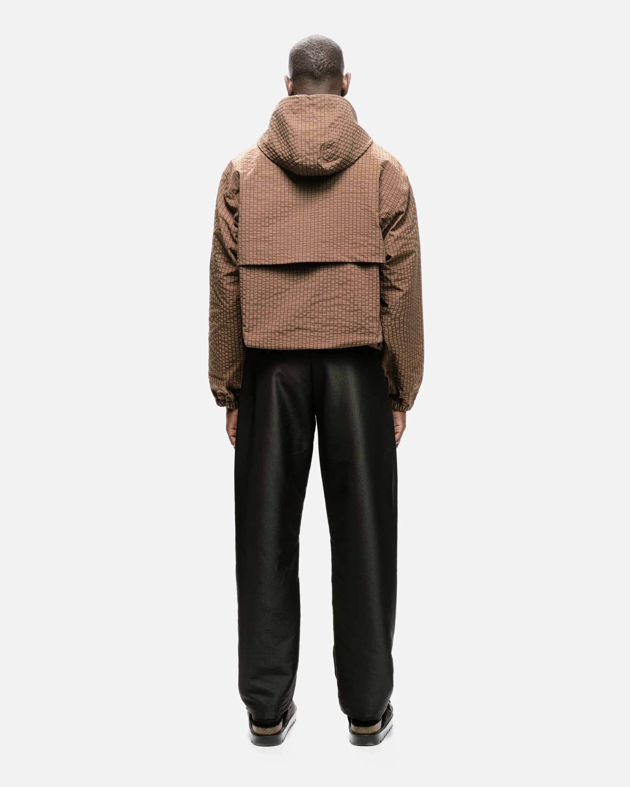 HALF ZIP WINDBREAKER - BROWN CHECK - Image 6