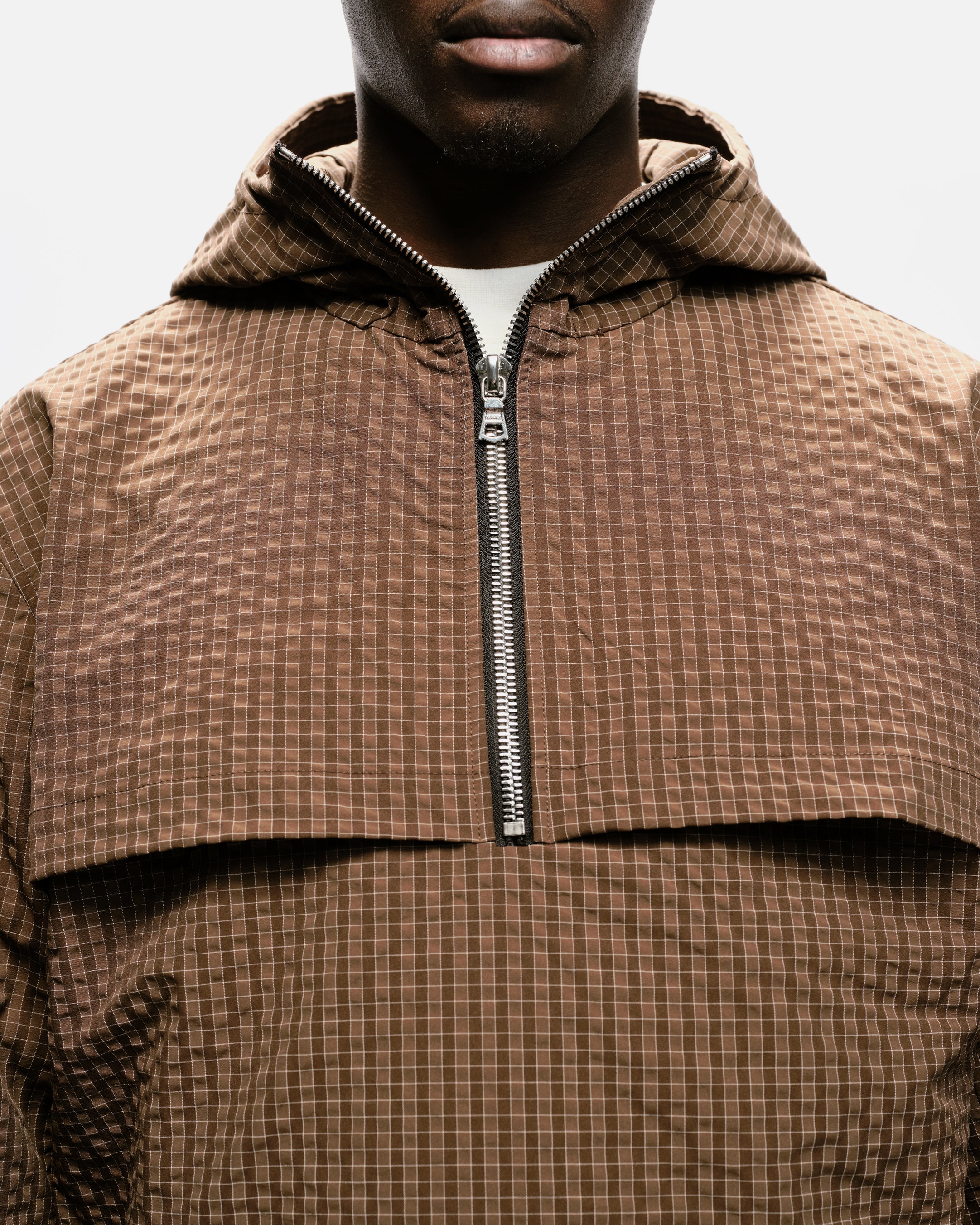 HALF ZIP WINDBREAKER - BROWN CHECK - Image 7