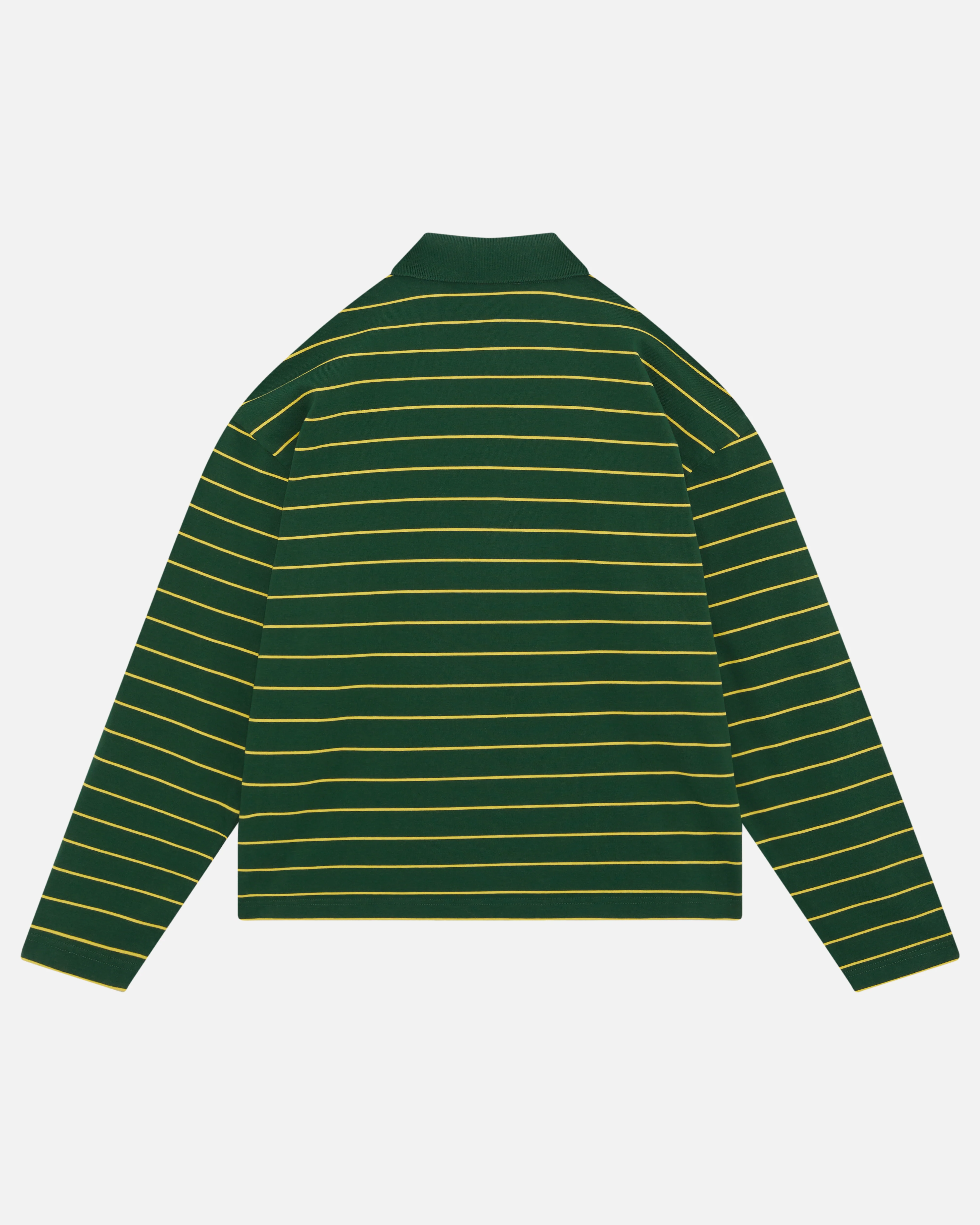 HEAVYWEIGHT LONG SLEEVE POLO  - BOTTLE/YELLOW STRIPE - Image 2