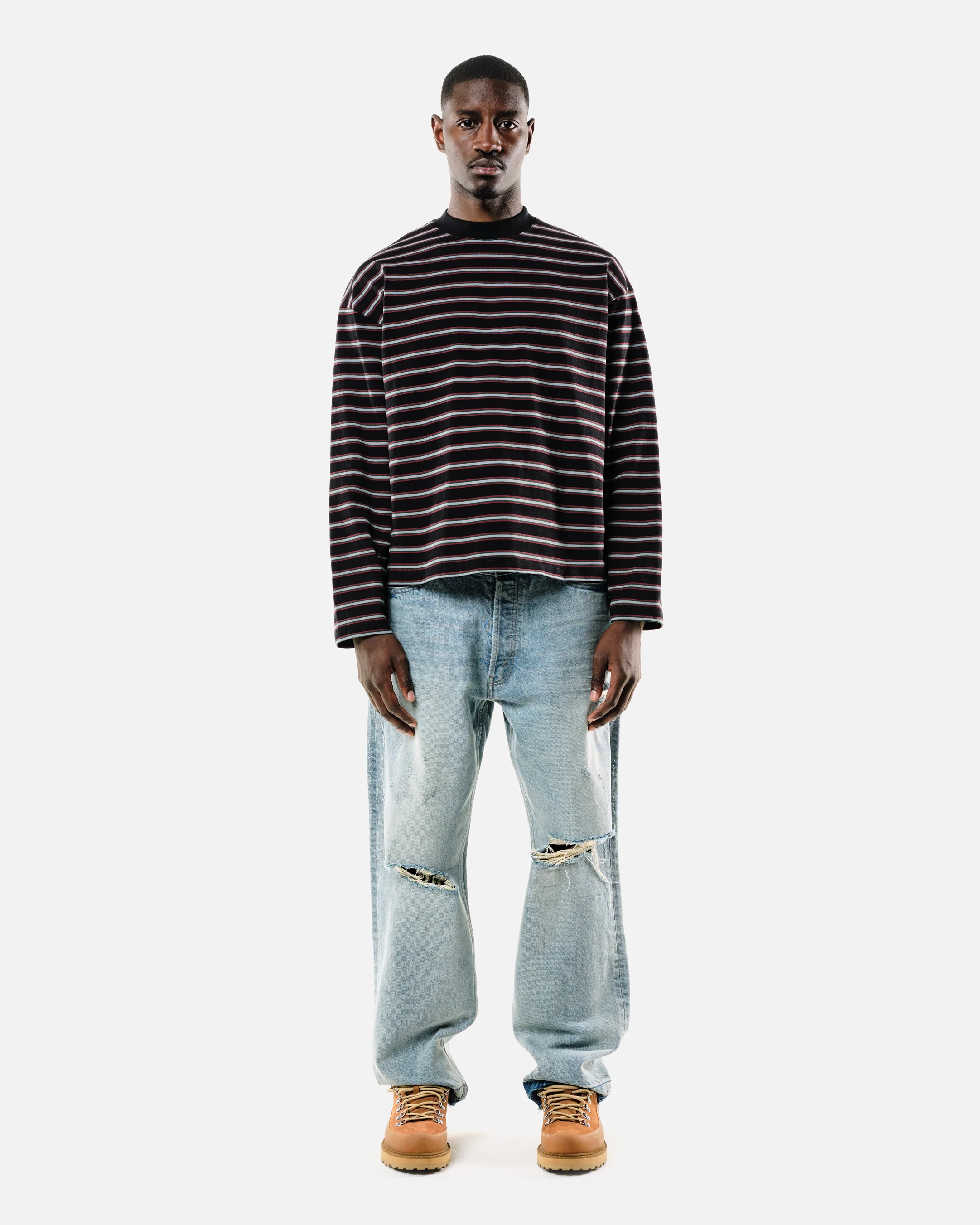 HEAVYWEIGHT LONG SLEEVE T-SHIRT - BLACK STRIPE - Image 3