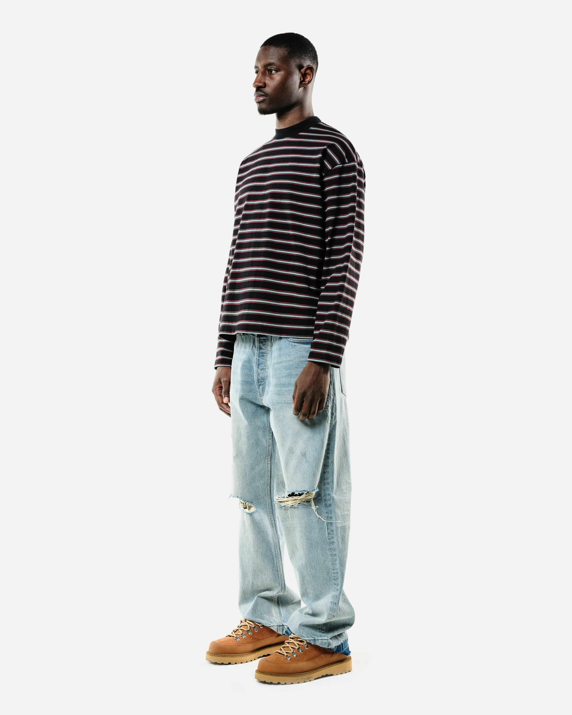 HEAVYWEIGHT LONG SLEEVE T-SHIRT - BLACK STRIPE - Image 4