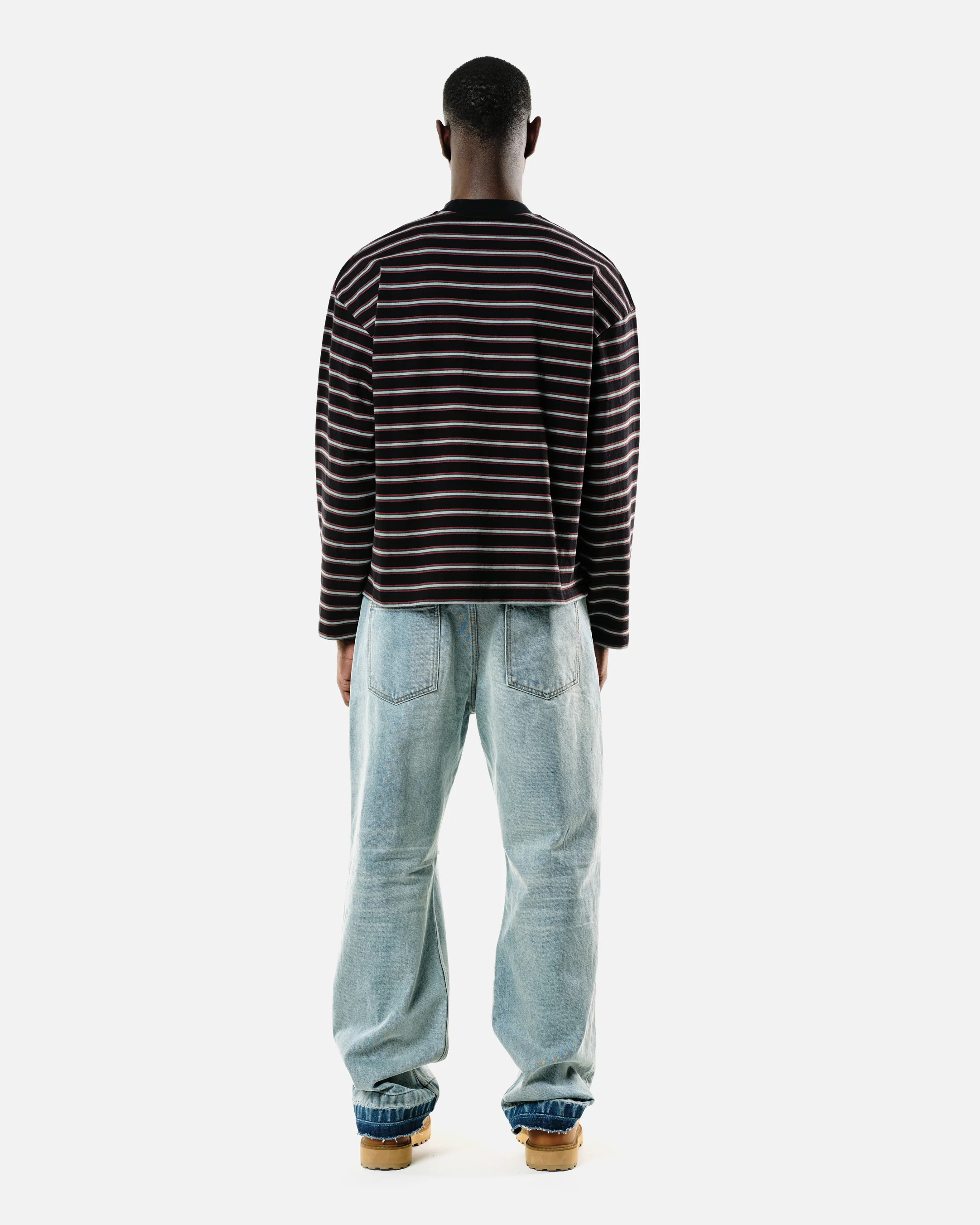 HEAVYWEIGHT LONG SLEEVE T-SHIRT - BLACK STRIPE - Image 5