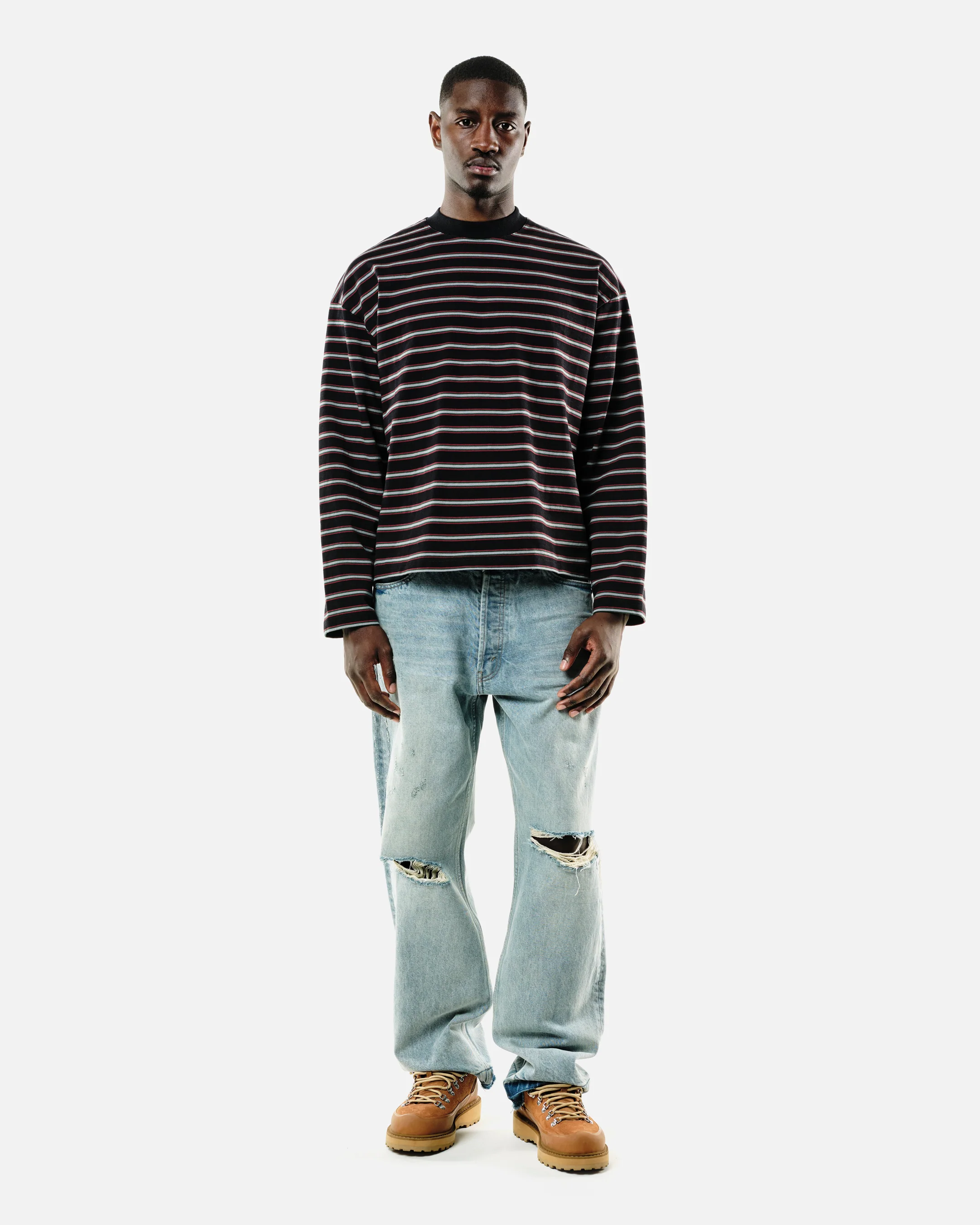 HEAVYWEIGHT LONG SLEEVE T-SHIRT - BLACK STRIPE - Image 6