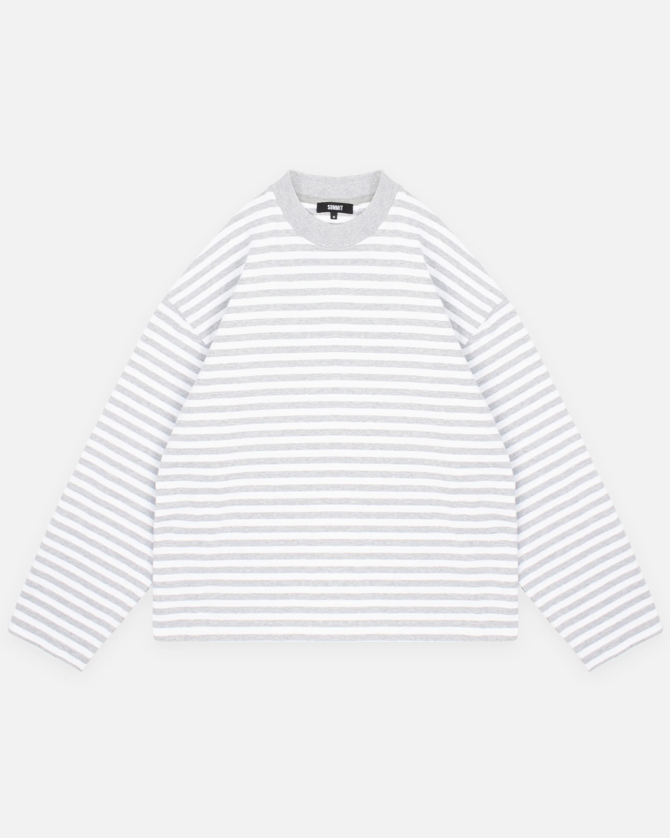 HEAVYWEIGHT LONG SLEEVE T-SHIRT - MARL GREY STRIPE