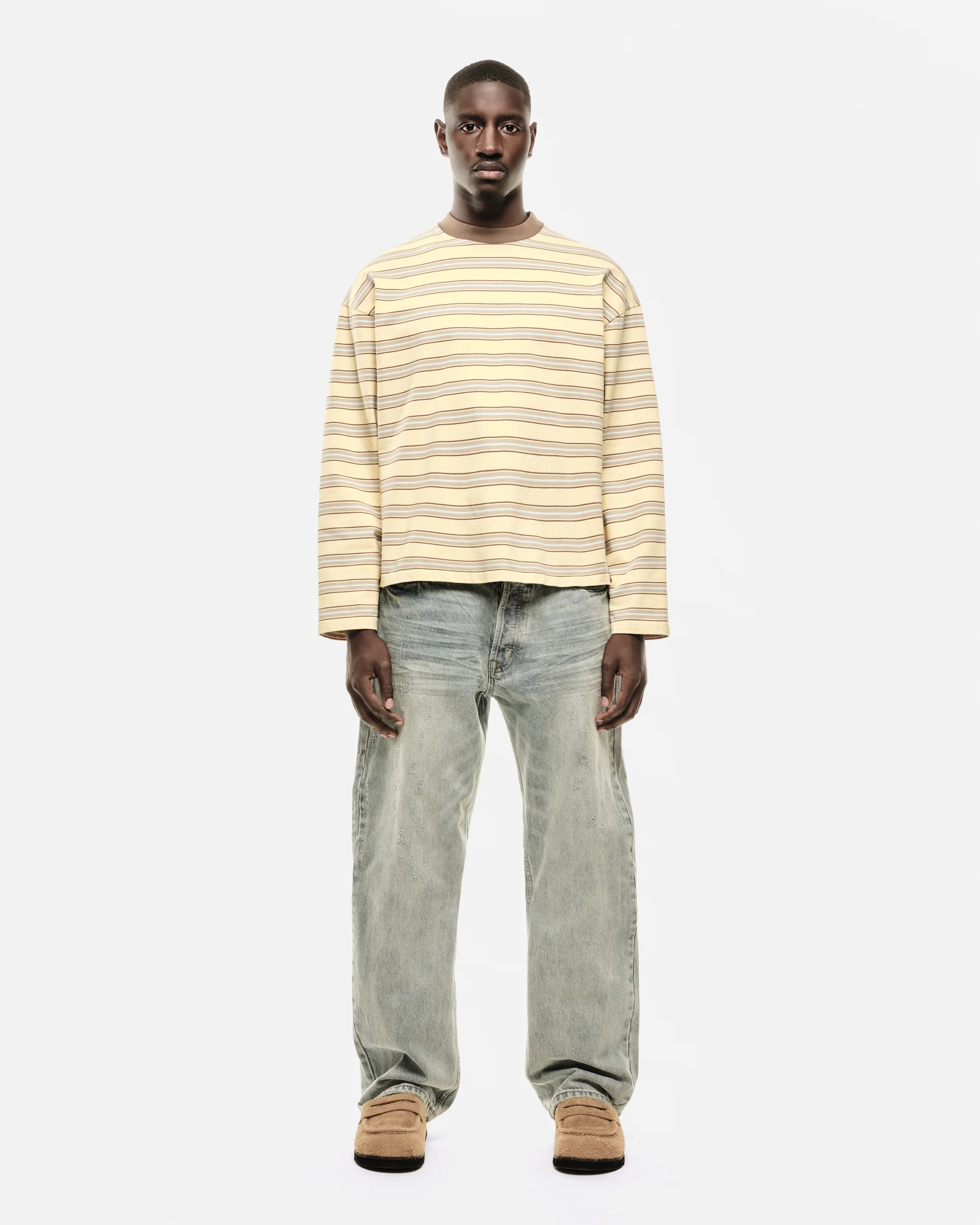 HEAVYWEIGHT LONG SLEEVE T-SHIRT - YELLOW STRIPE - Image 3