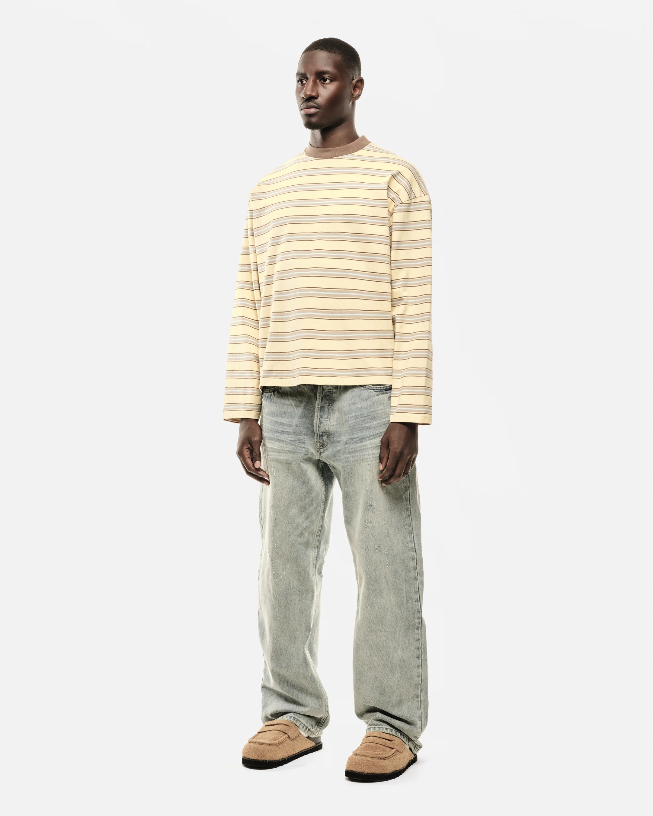 HEAVYWEIGHT LONG SLEEVE T-SHIRT - YELLOW STRIPE - Image 4