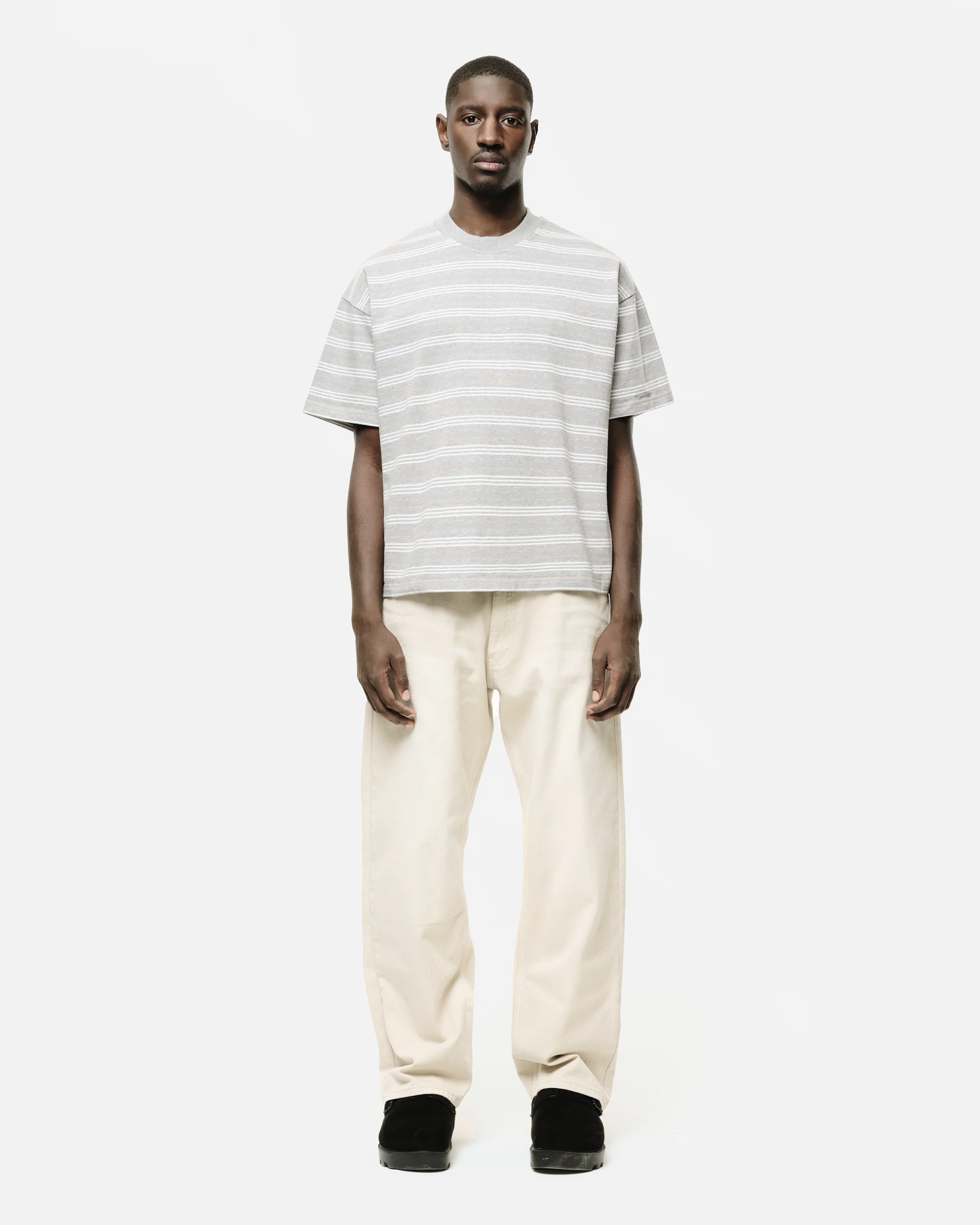HEAVYWEIGHT T-SHIRT - GREY/WHITE STRIPE - Image 3