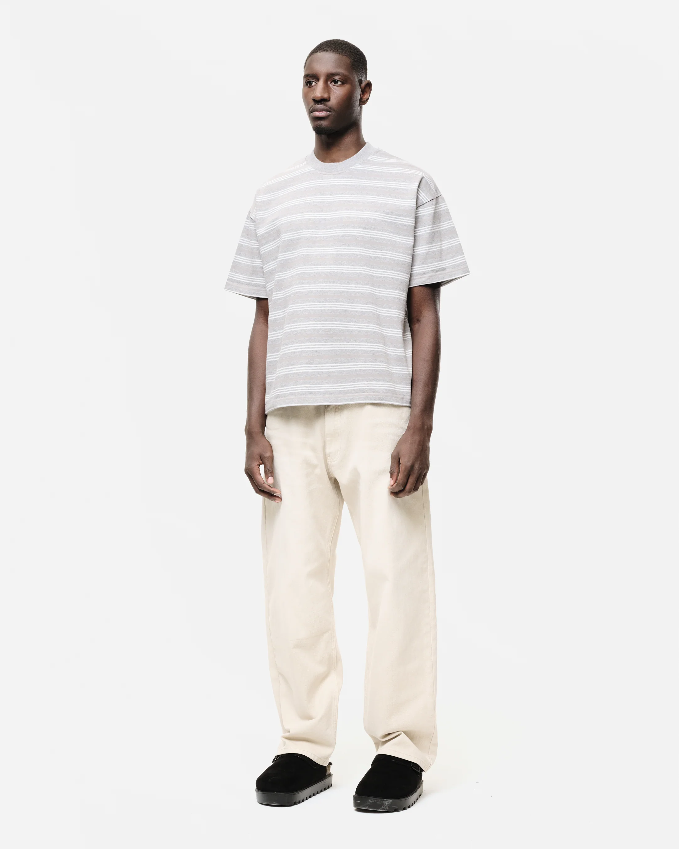 HEAVYWEIGHT T-SHIRT - GREY/WHITE STRIPE - Image 4
