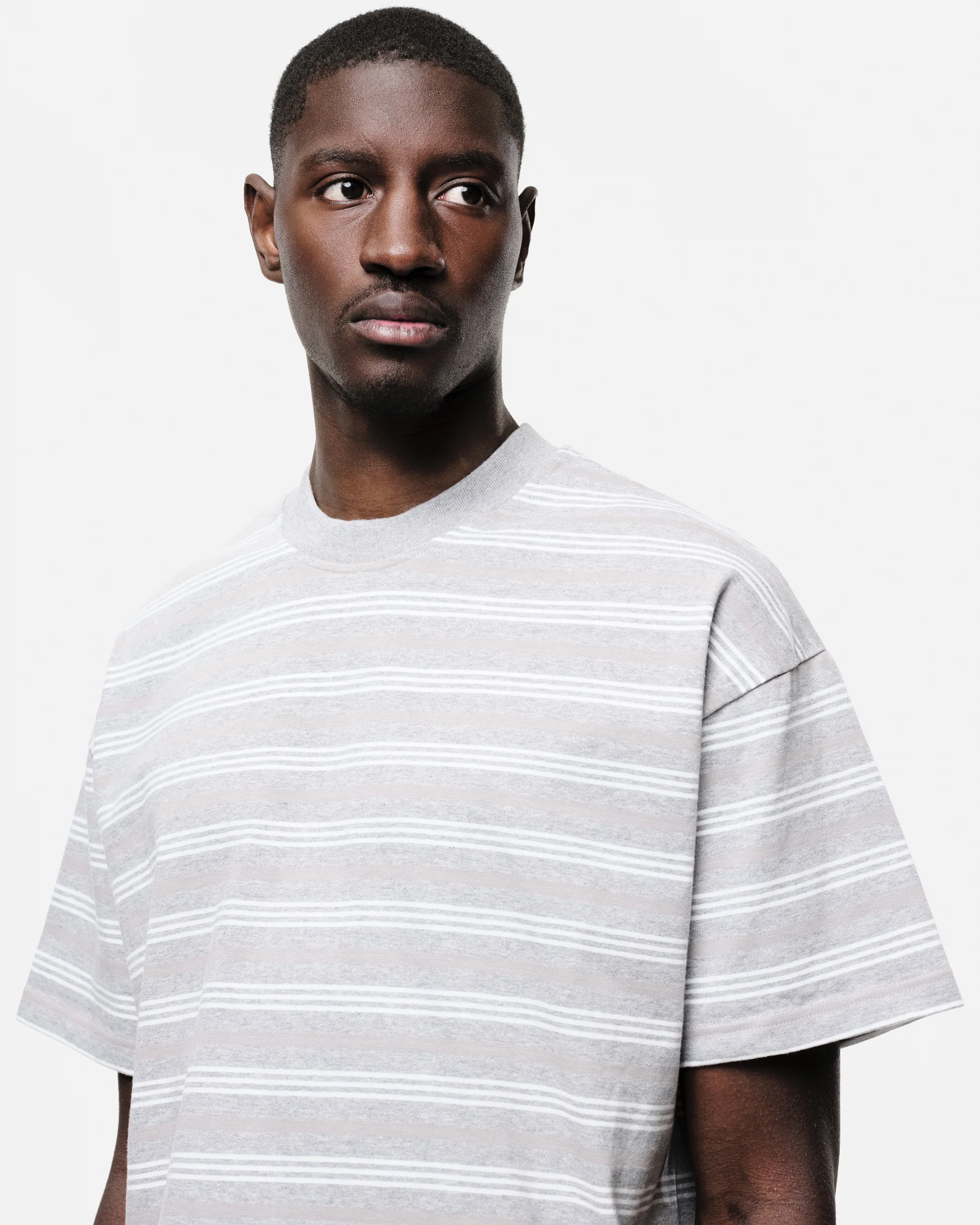 HEAVYWEIGHT T-SHIRT - GREY/WHITE STRIPE - Image 6