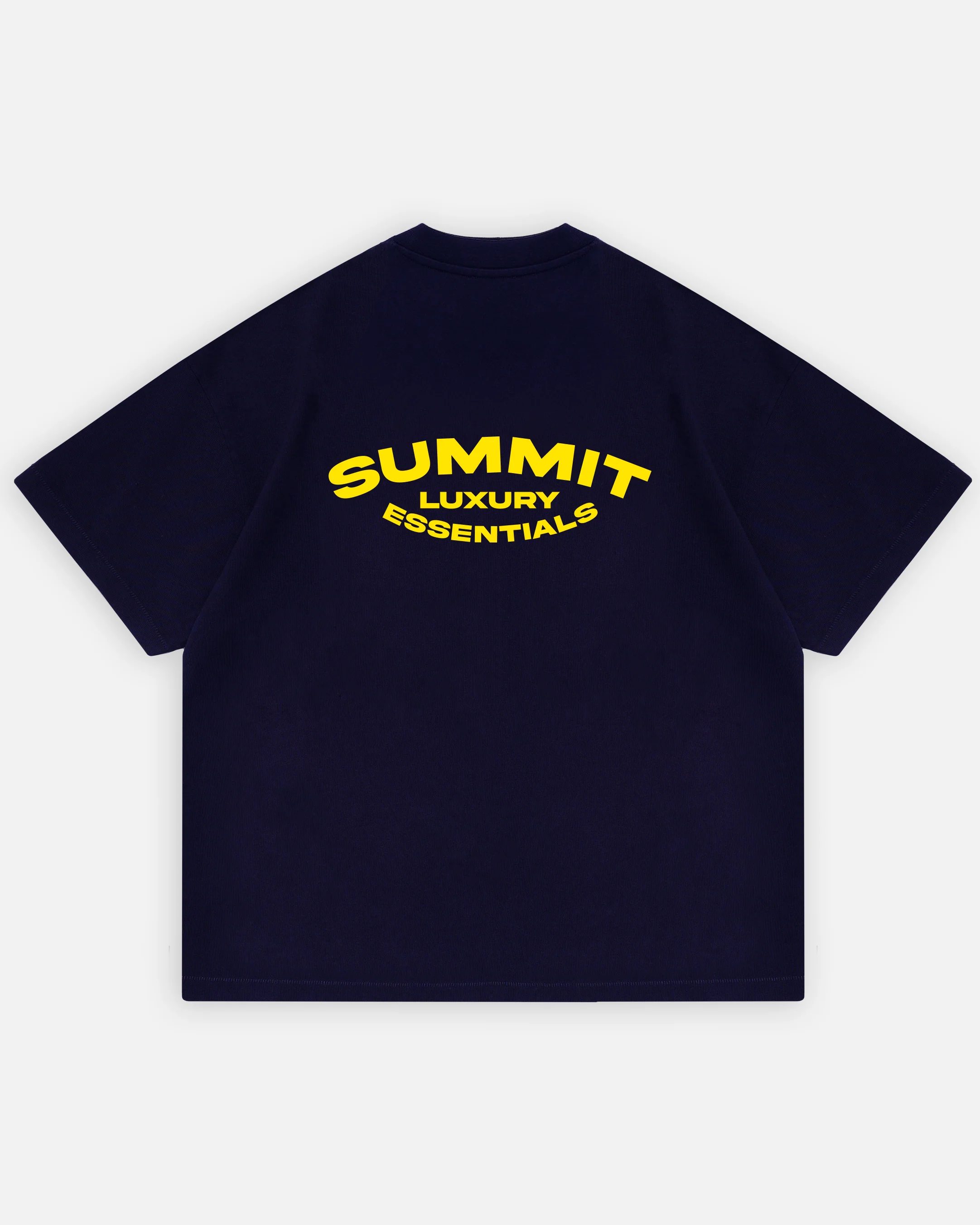 LUXURY ESSENTIALS T-SHIRT - NAVY/YELLOW PRINT