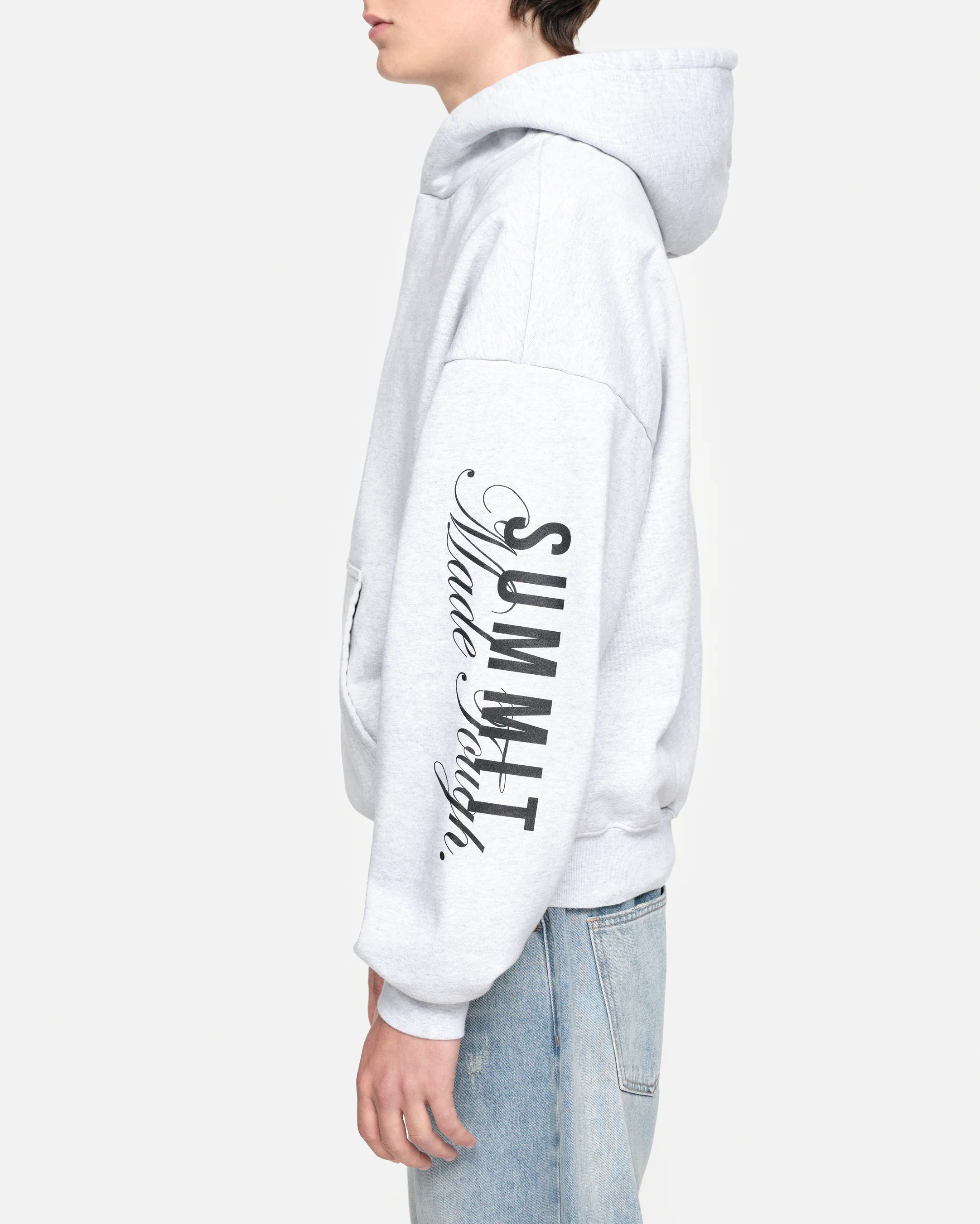 MADE TOUGH SLEEVE PRINT HOODIE - MARL GREY - Image 8
