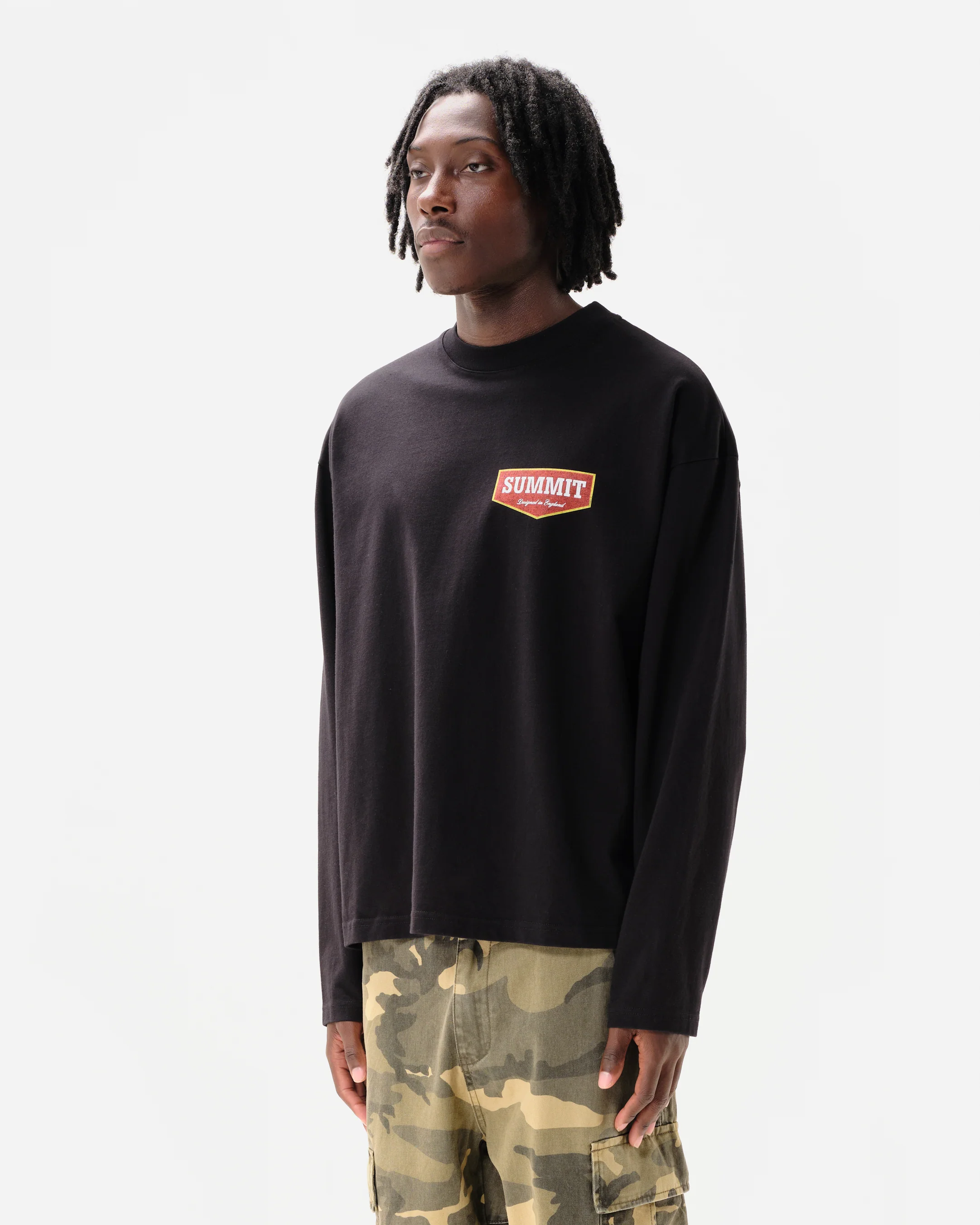 PATCH LOGO LONG SLEEVE T-SHIRT - BLACK - Image 4