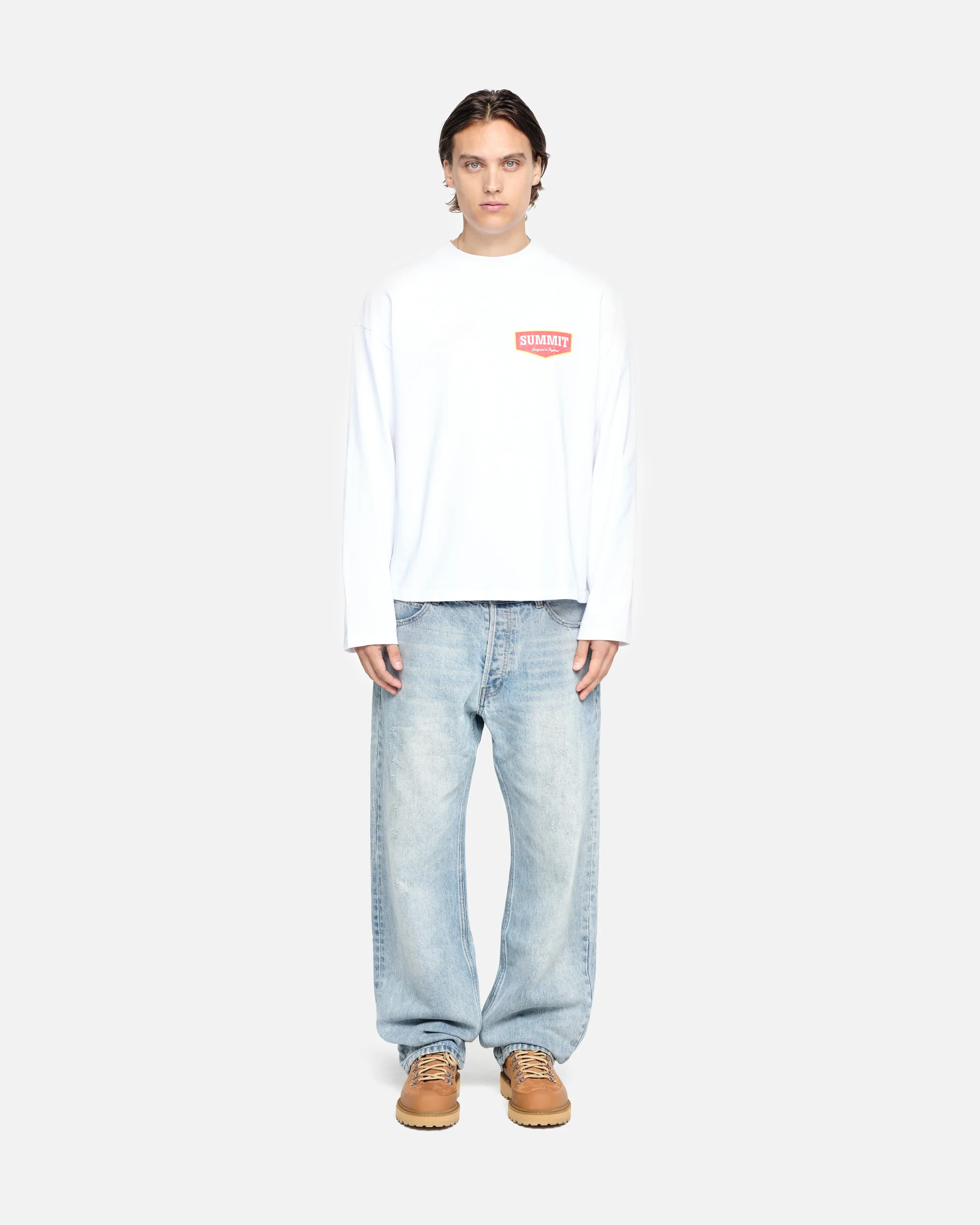 PATCH LOGO LONG SLEEVE T-SHIRT - WHITE - Image 3