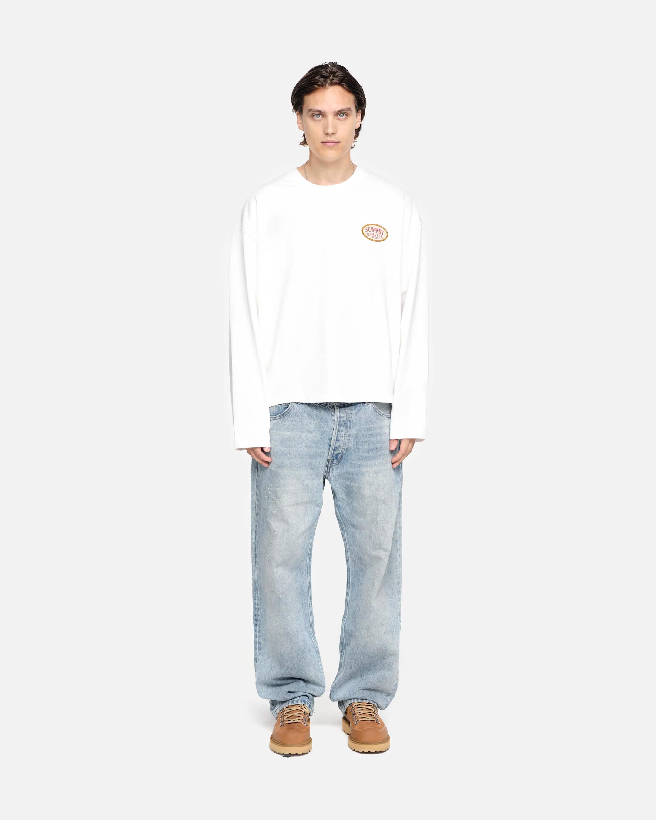 QUALITY GOODS LONG SLEEVE T-SHIRT - VINTAGE WHITE - Image 3