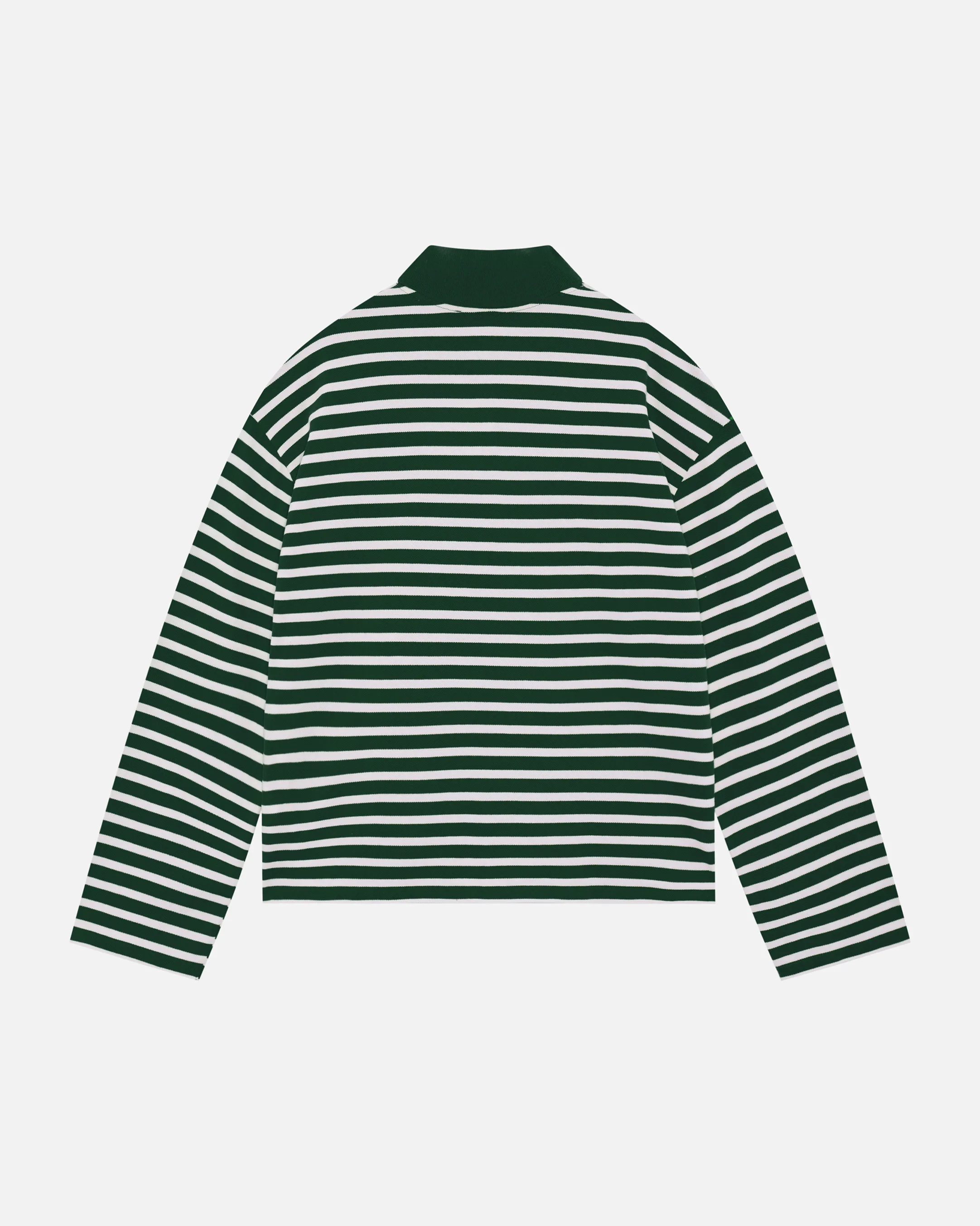 PIQUE LONG SLEEVE POLO - FOREST STRIPE - Image 2