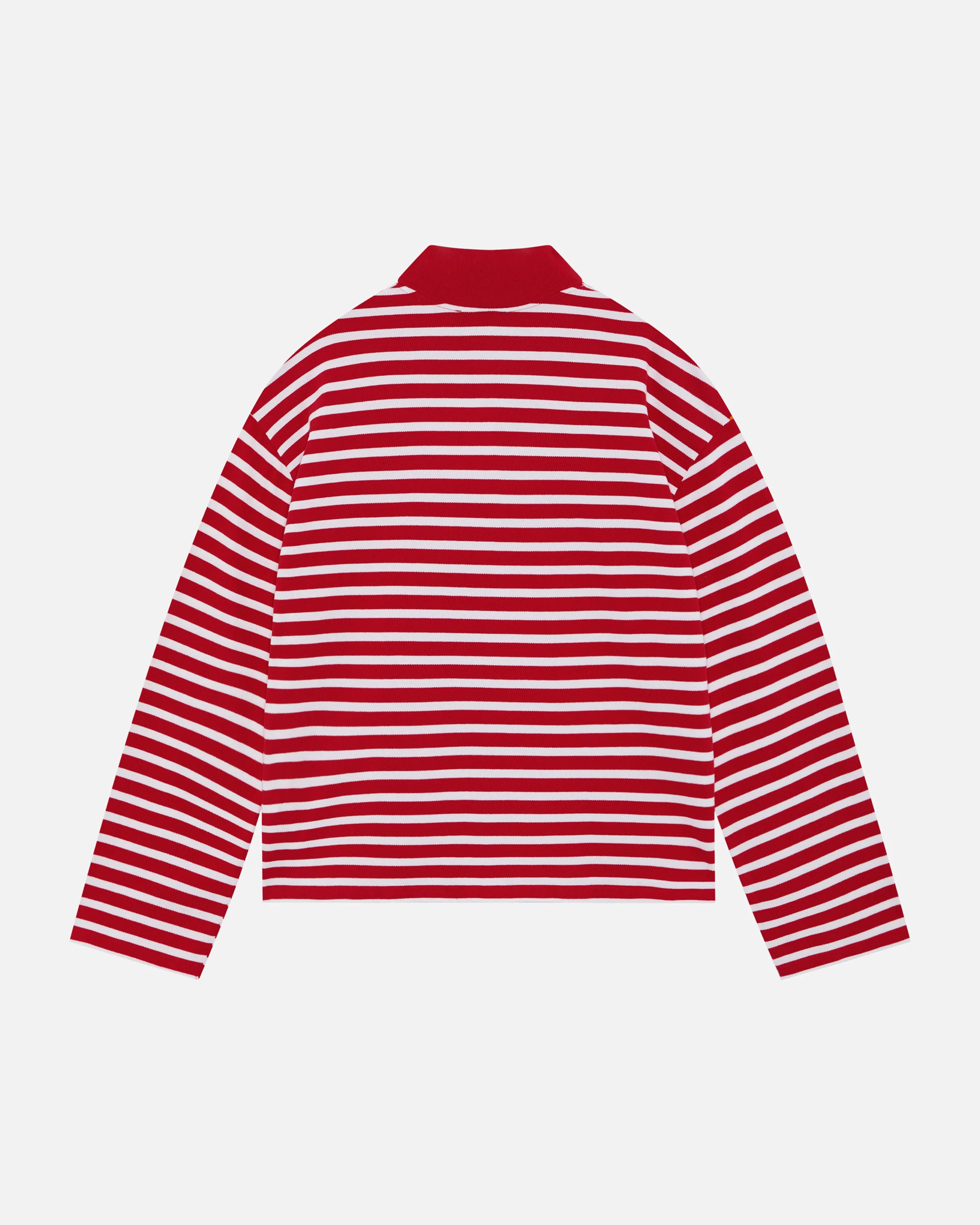 PIQUE LONG SLEEVE POLO - RED STRIPE - Image 2