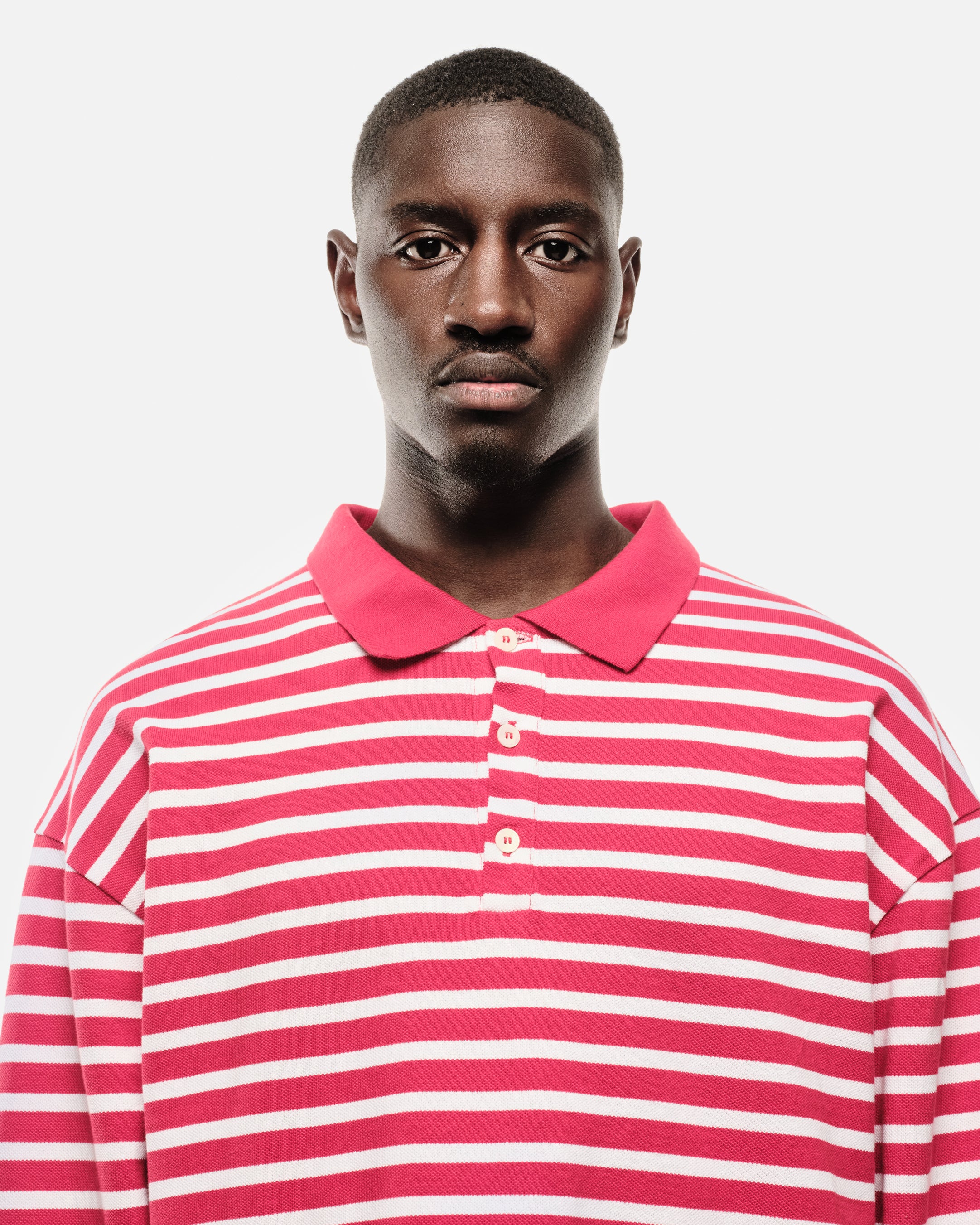 PIQUE LONG SLEEVE POLO - RED STRIPE - Image 6