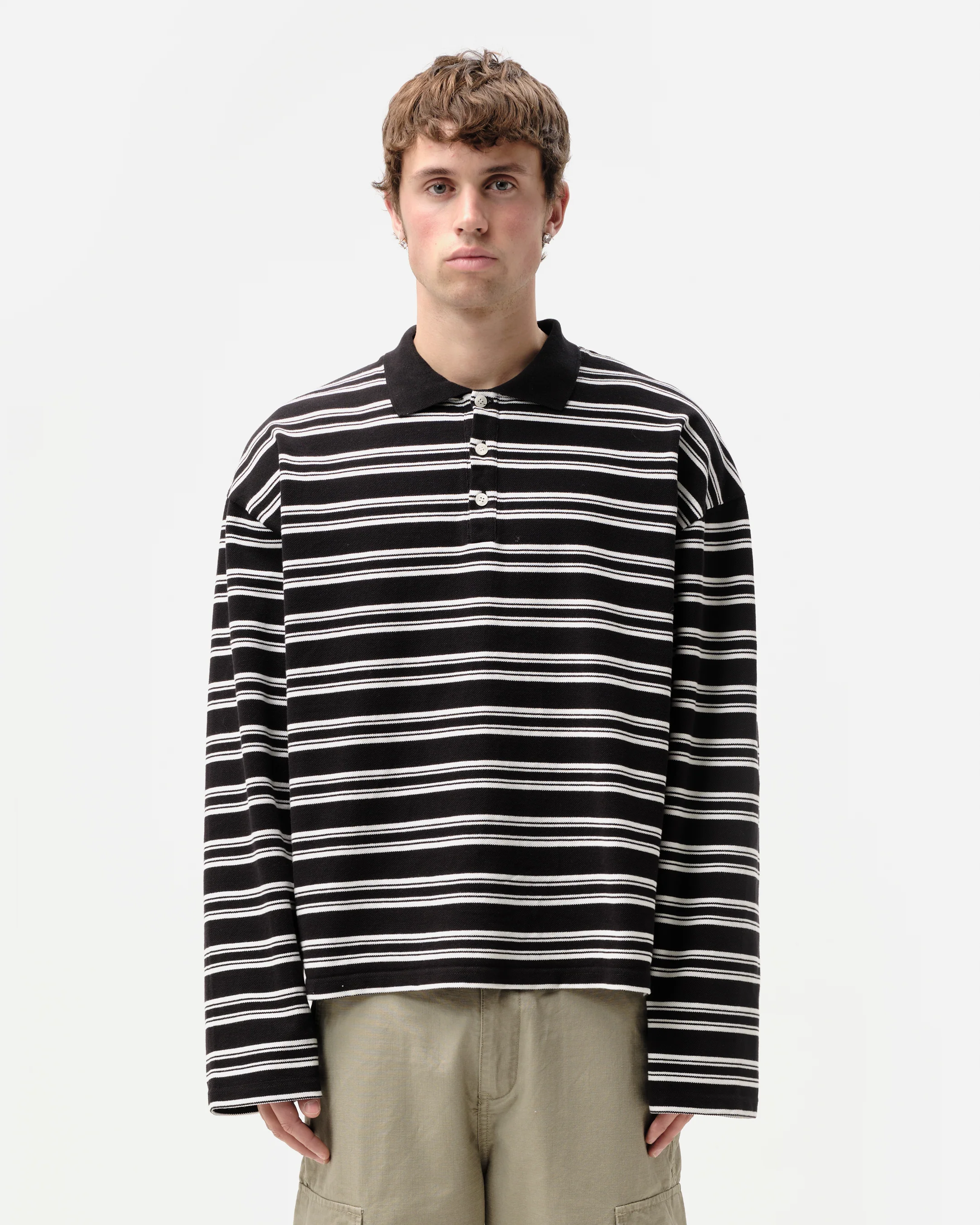 PIQUE POLO - BLACK STRIPE - Image 2