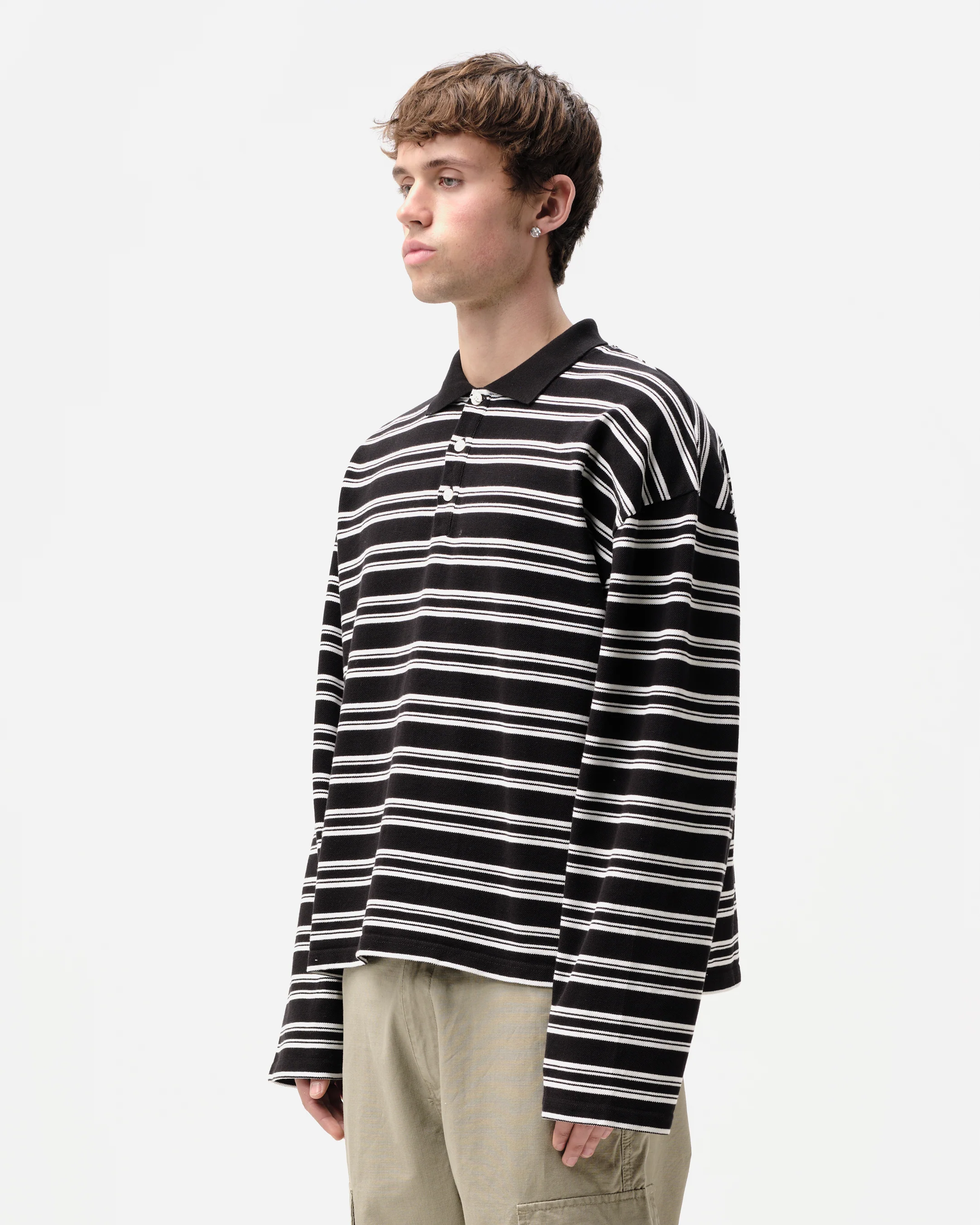 PIQUE POLO - BLACK STRIPE - Image 3