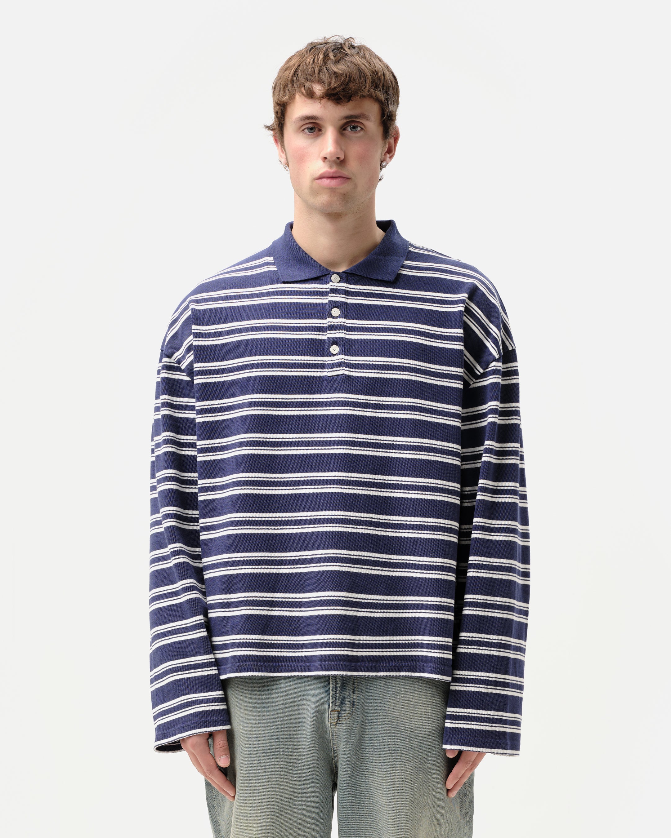 PIQUE POLO - NAVY STRIPE - Image 2