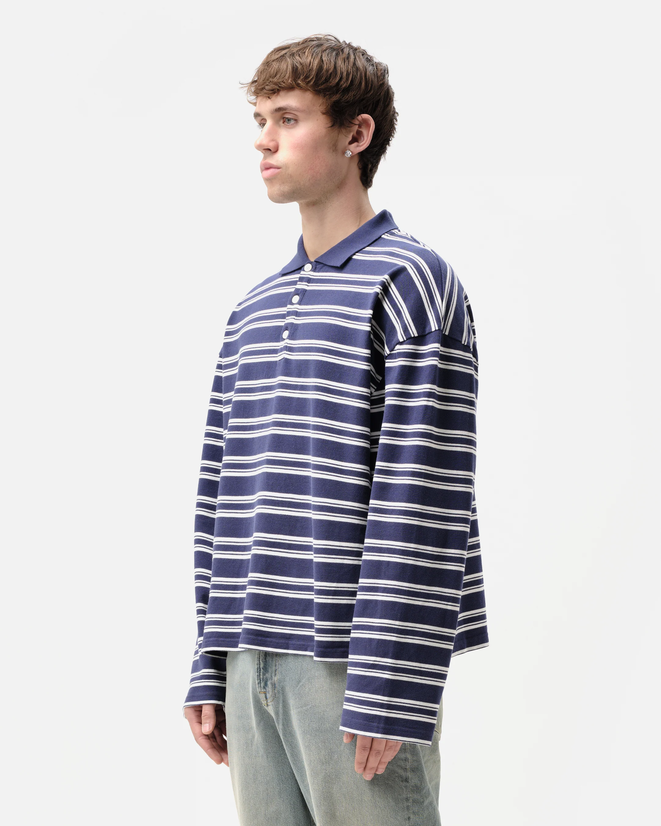 PIQUE POLO - NAVY STRIPE - Image 3