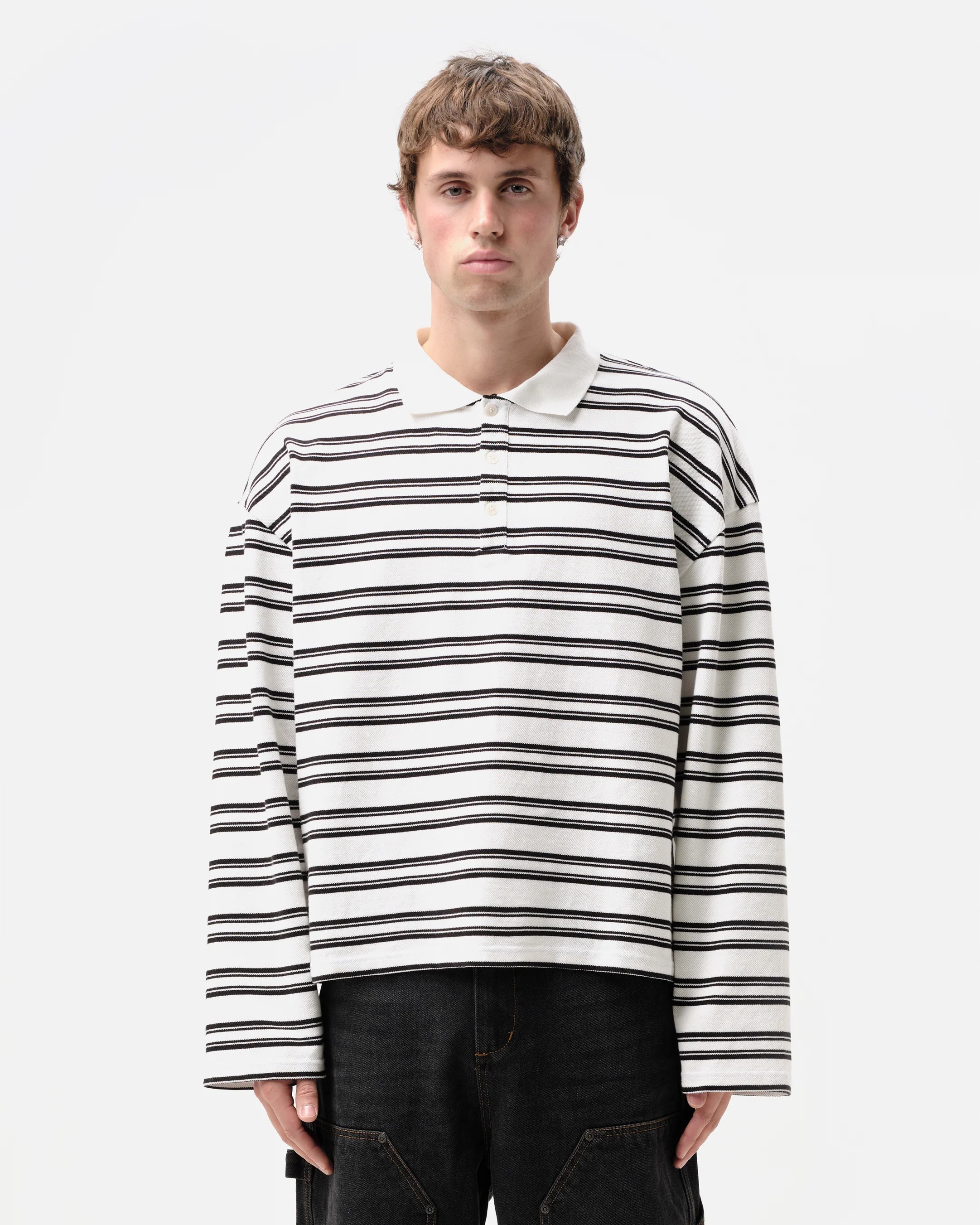 PIQUE POLO - OFF WHITE STRIPE - Image 2