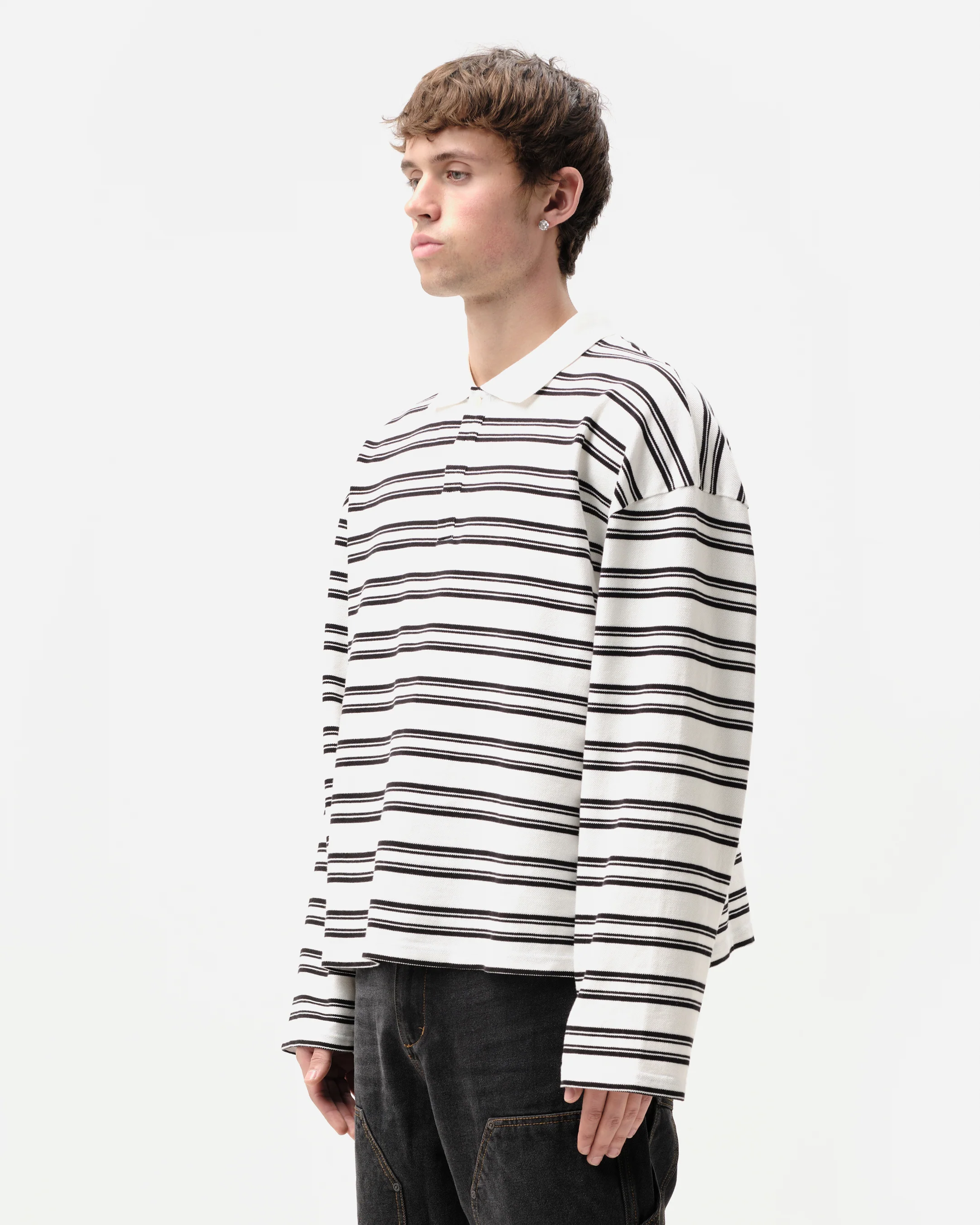 PIQUE POLO - OFF WHITE STRIPE - Image 3