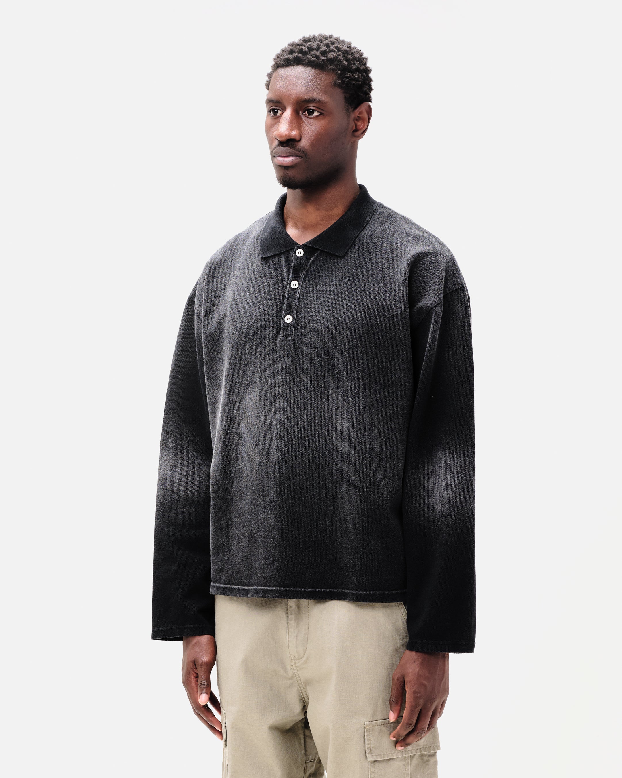 PIQUE POLO - SUN FADED BLACK - Image 3