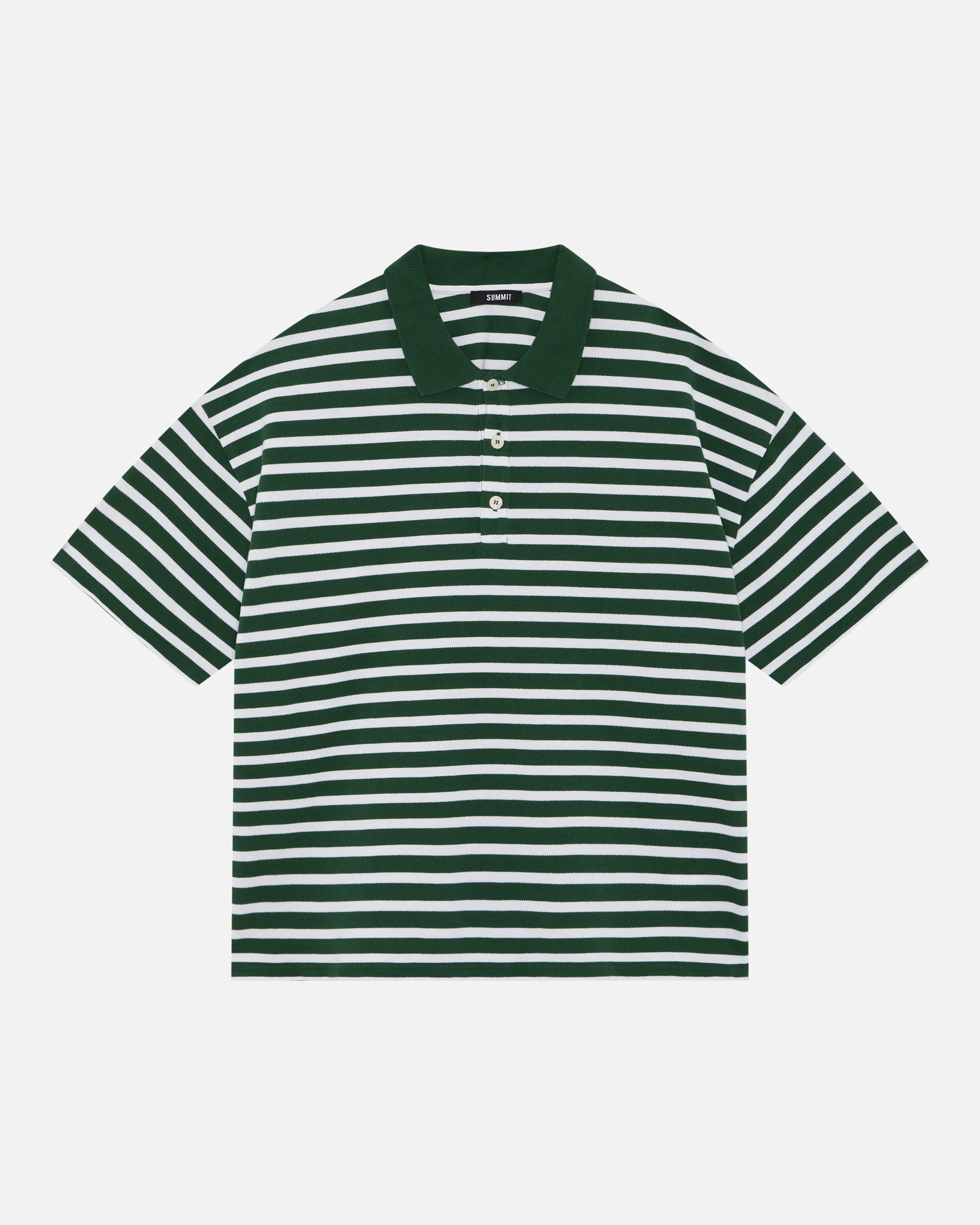 PIQUE SHORT SLEEVE POLO - FOREST STRIPE