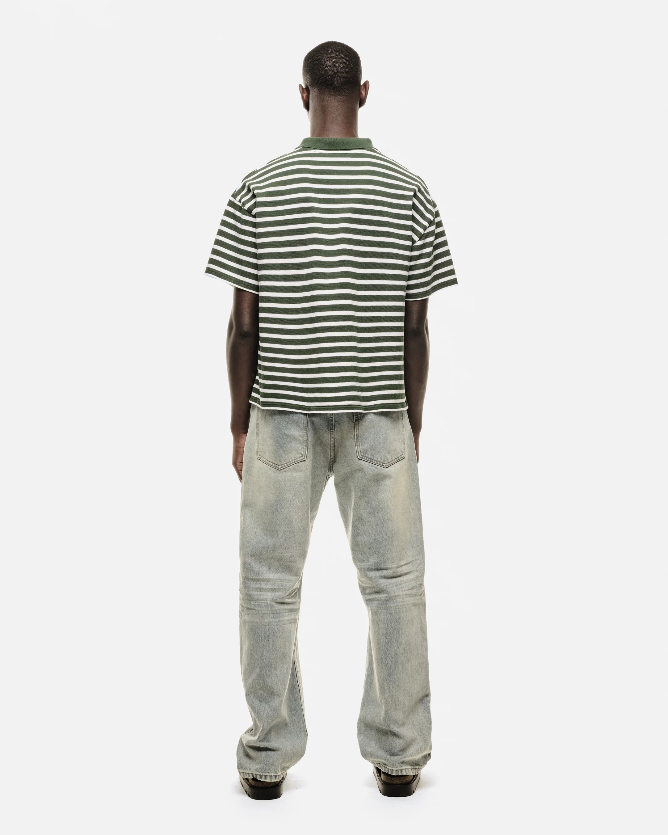 PIQUE SHORT SLEEVE POLO - FOREST STRIPE - Image 5