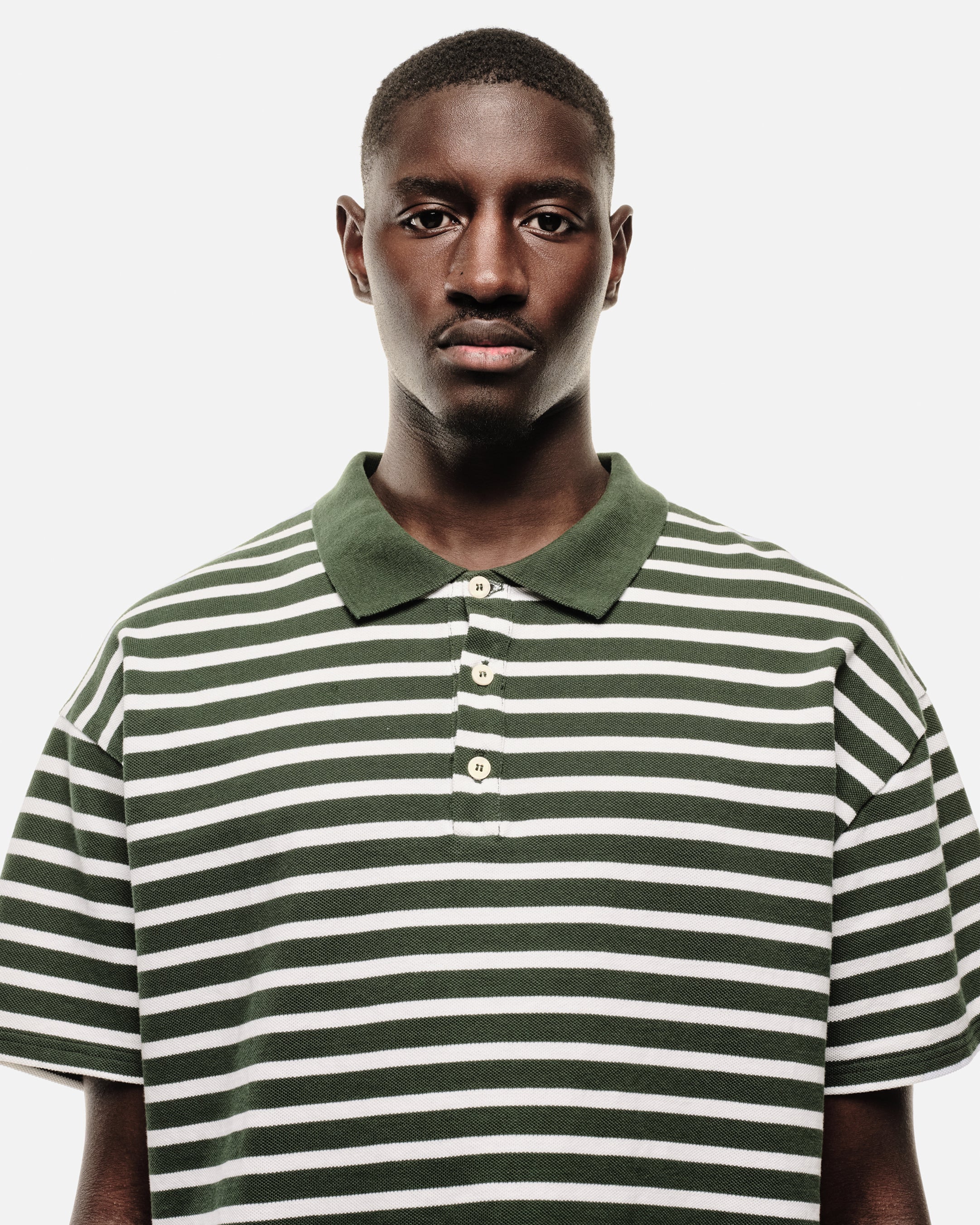 PIQUE SHORT SLEEVE POLO - FOREST STRIPE - Image 6
